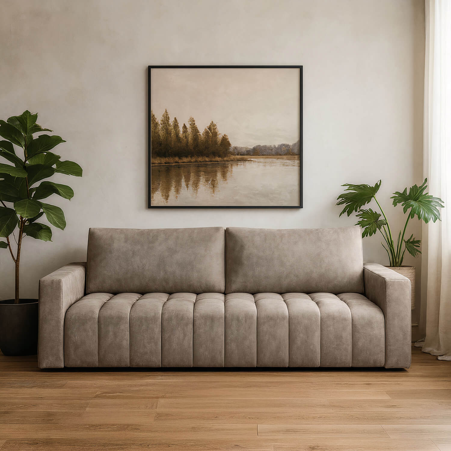 Sofa z Funkcją Spania LAZARO Rozkładana Beżowa Nowoczesna eltap.Laz_08