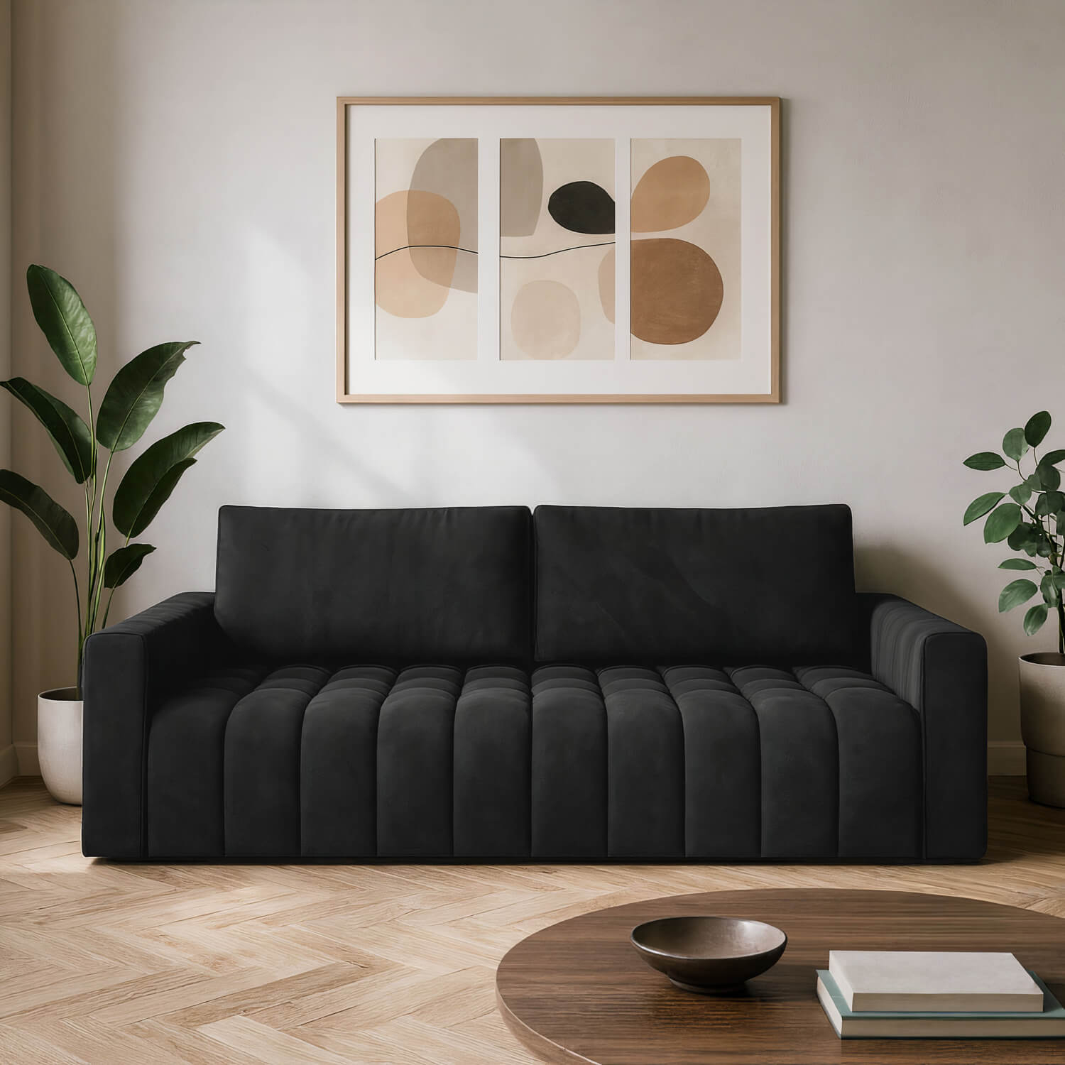 Sofa z Funkcją Spania LAZARO Rozkładana Czarna Welurowa Nowoczesna eltap.Laz_15