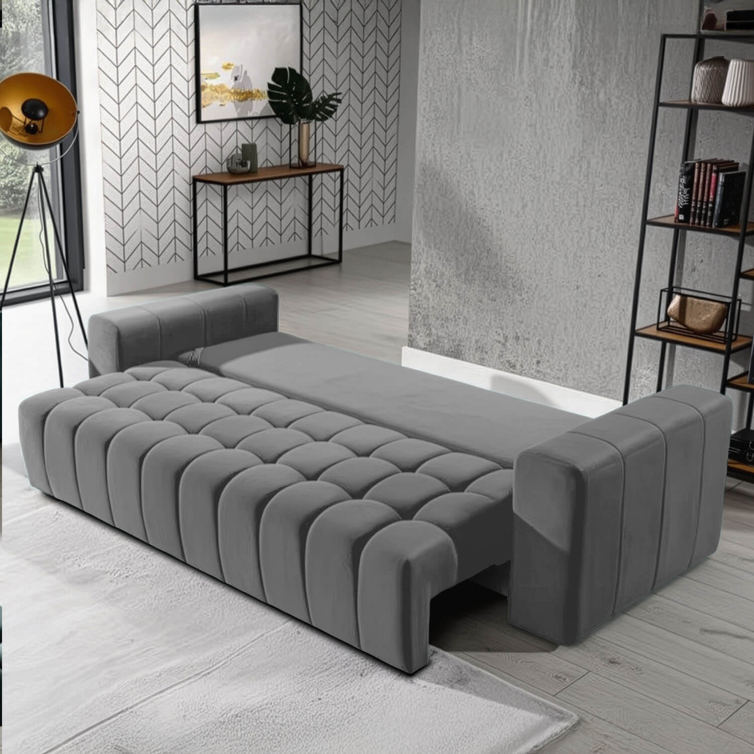 Sofa z Funkcją Spania LAZARO Rozkładana Szara Nowoczesna eltap.Laz_11