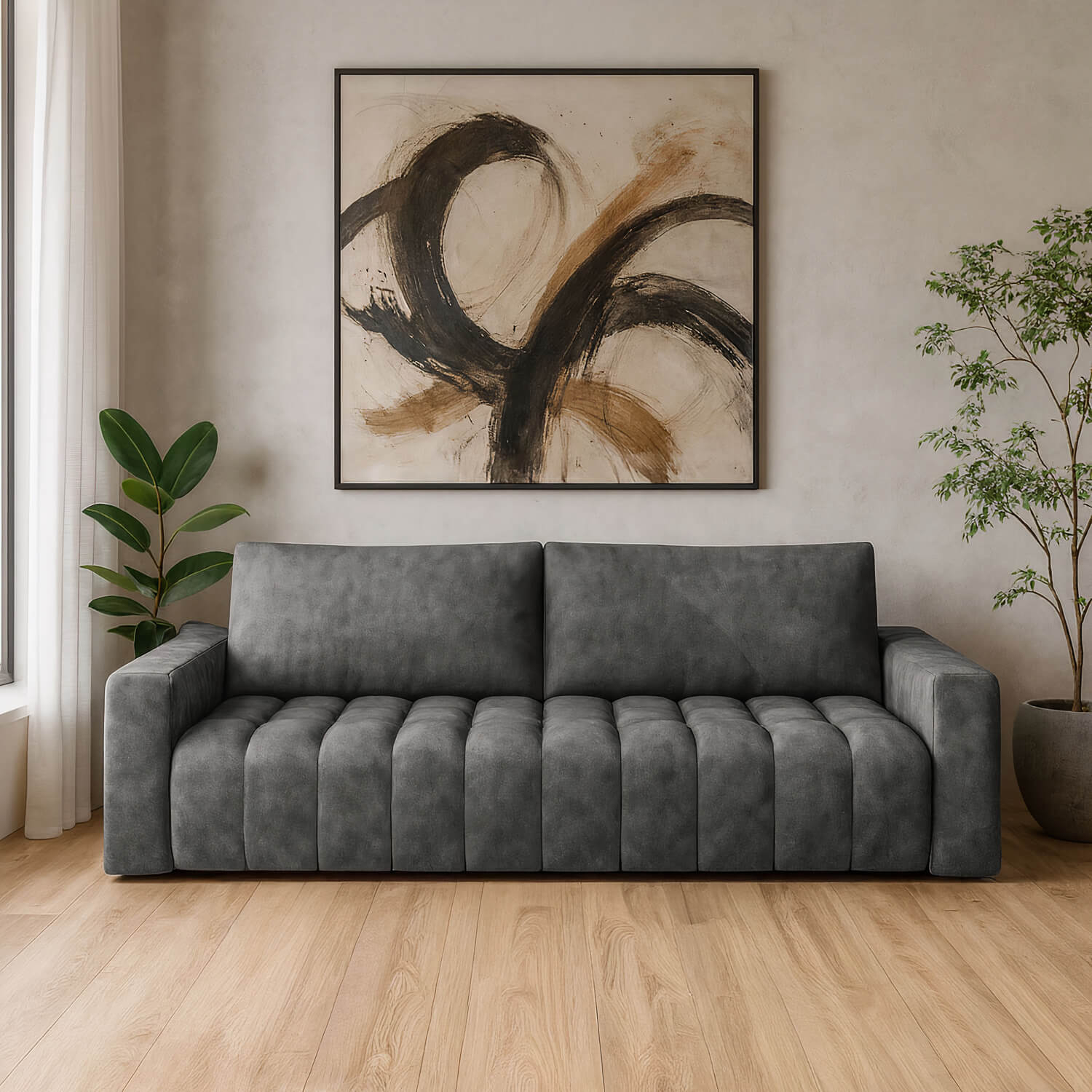 Sofa z Funkcją Spania LAZARO Rozkładana Szara Nowoczesna eltap.Laz_11