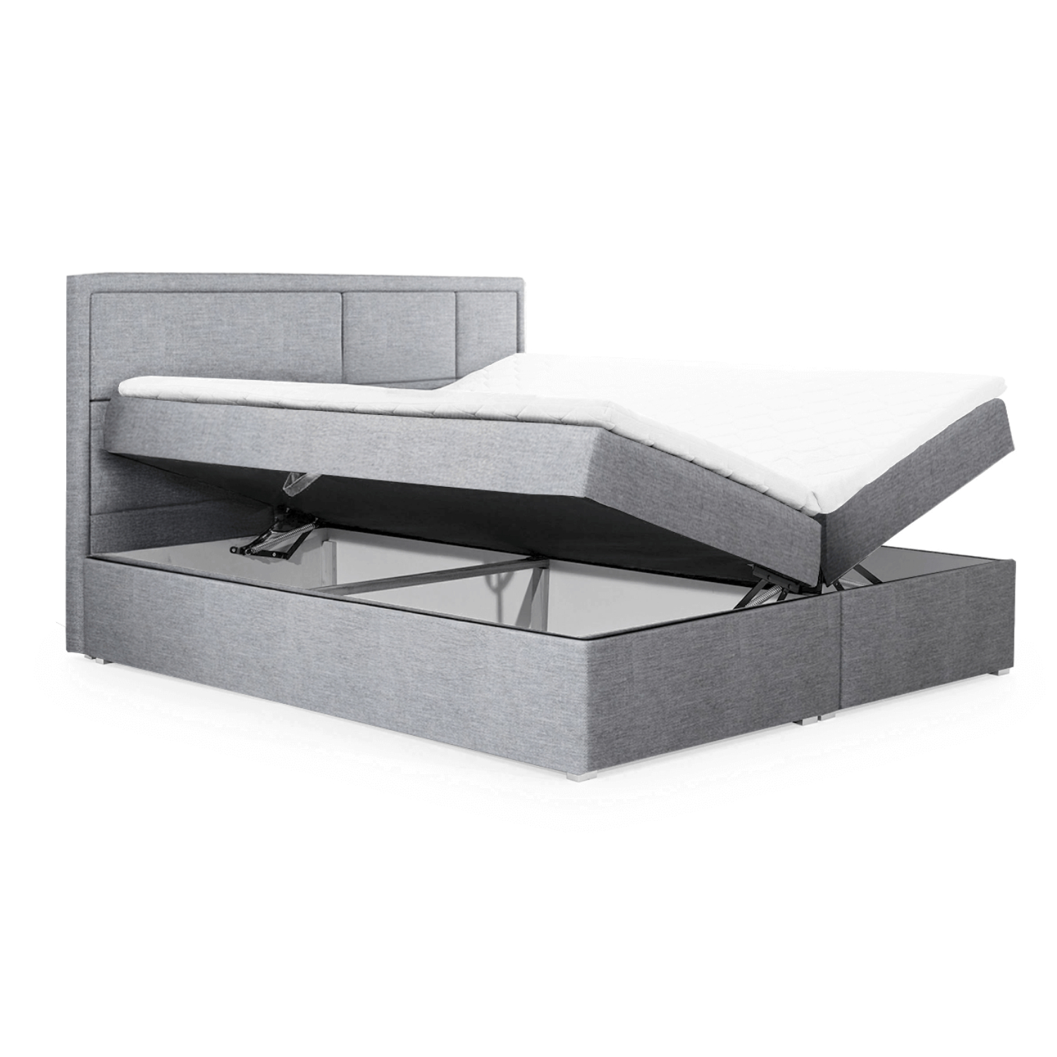 Łóżko Kontynentalne Tapicerowane MERON 180X200 z Pojemnikiem Szare eltap.Mer_25_1.8