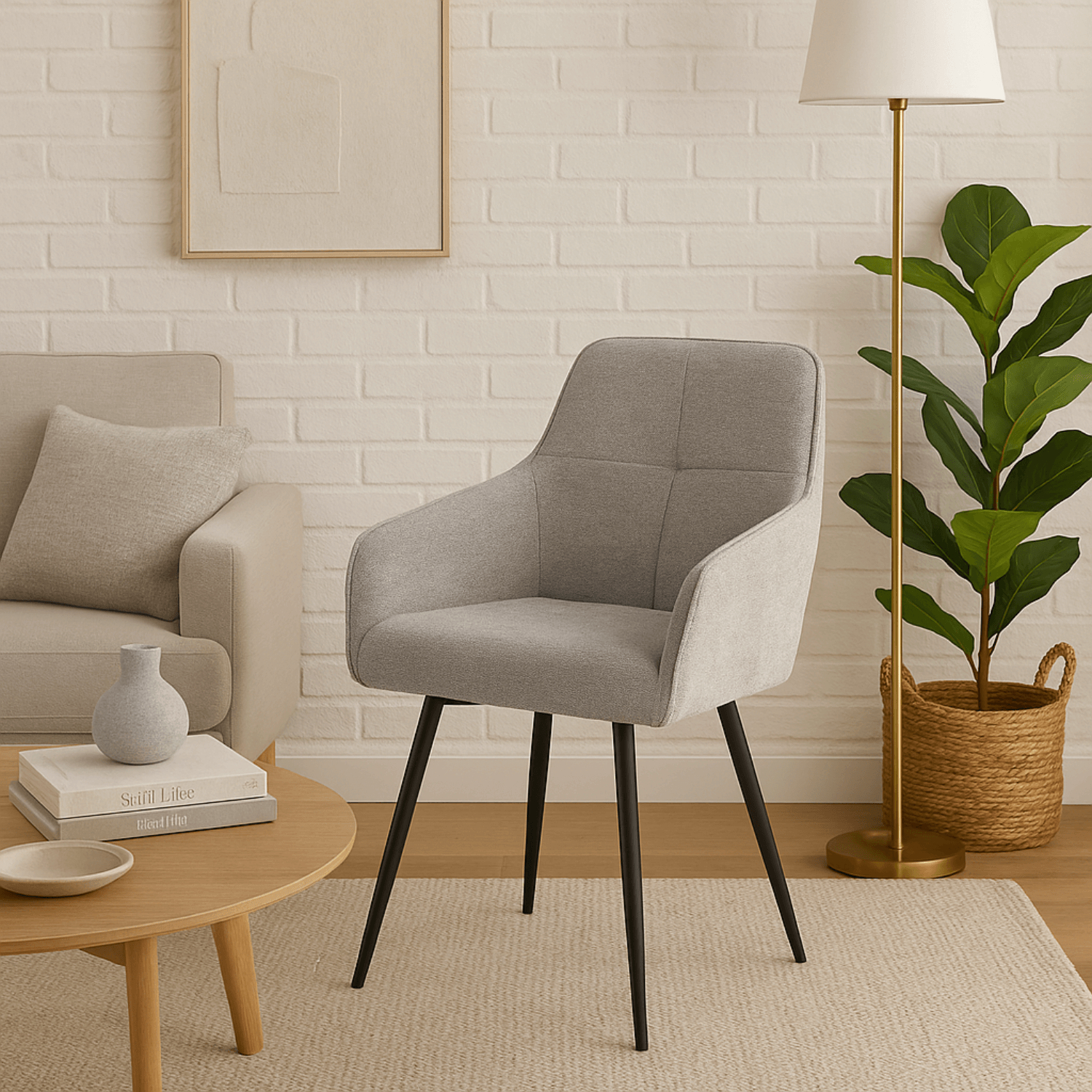 Krzesło Tapicerowane Obrotowe do Salonu LARISA Szare Nowoczesne ME.LARISA/P/CZ/TB/K