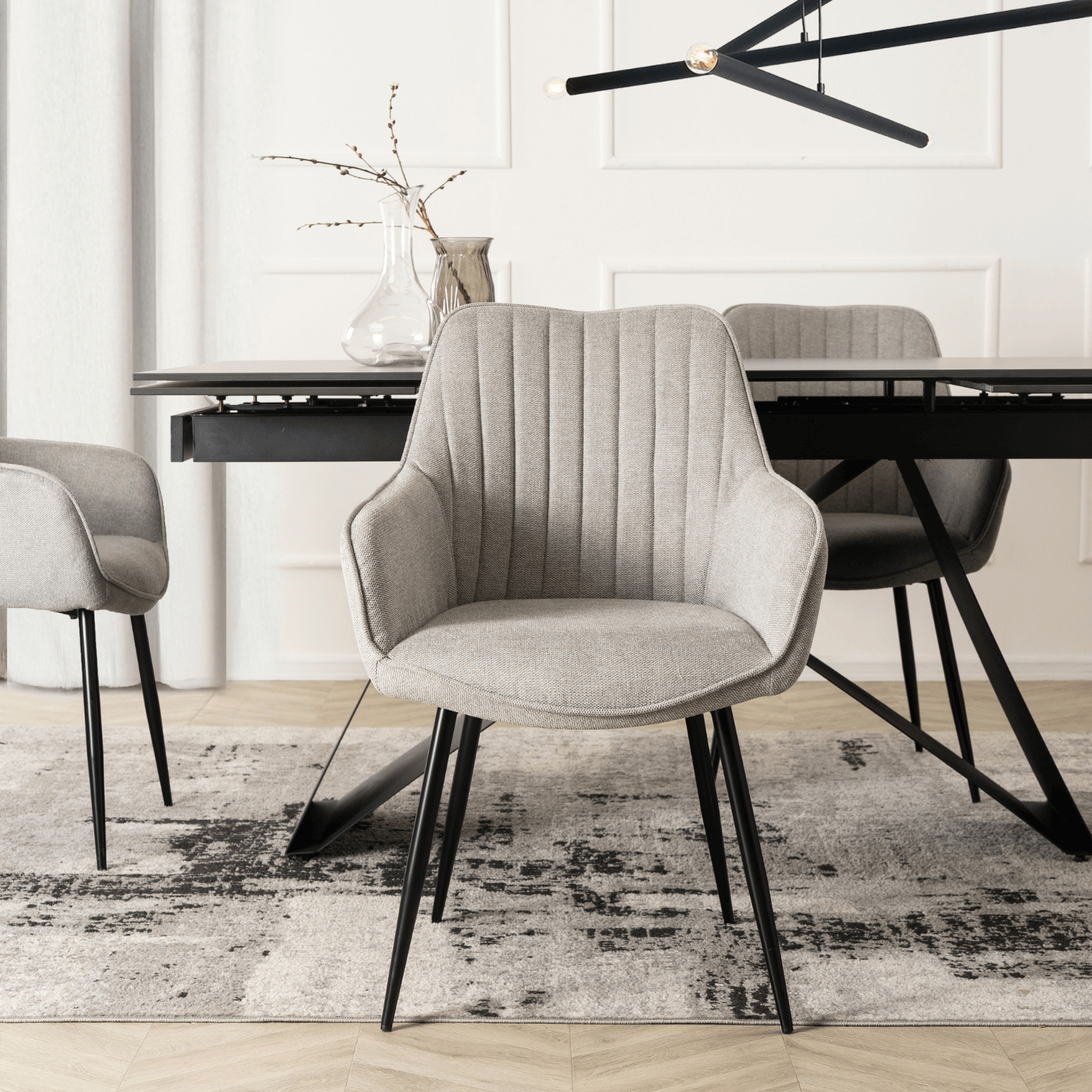 Krzesło Tapicerowane do Salonu MALAGA Szare Nowoczesne ME.MALAGA/JP/CZ/T/K