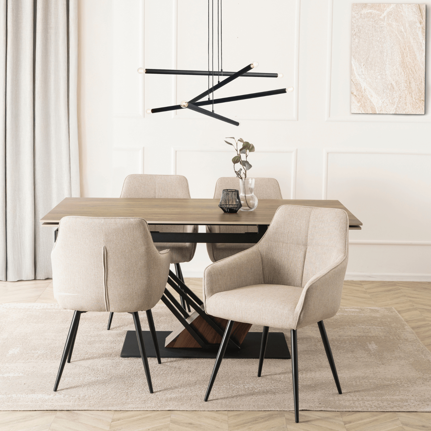 Krzesło Tapicerowane do Salonu PALMA Beżowe Nowoczesne ME.PALMA/BZ/CZ/T/K