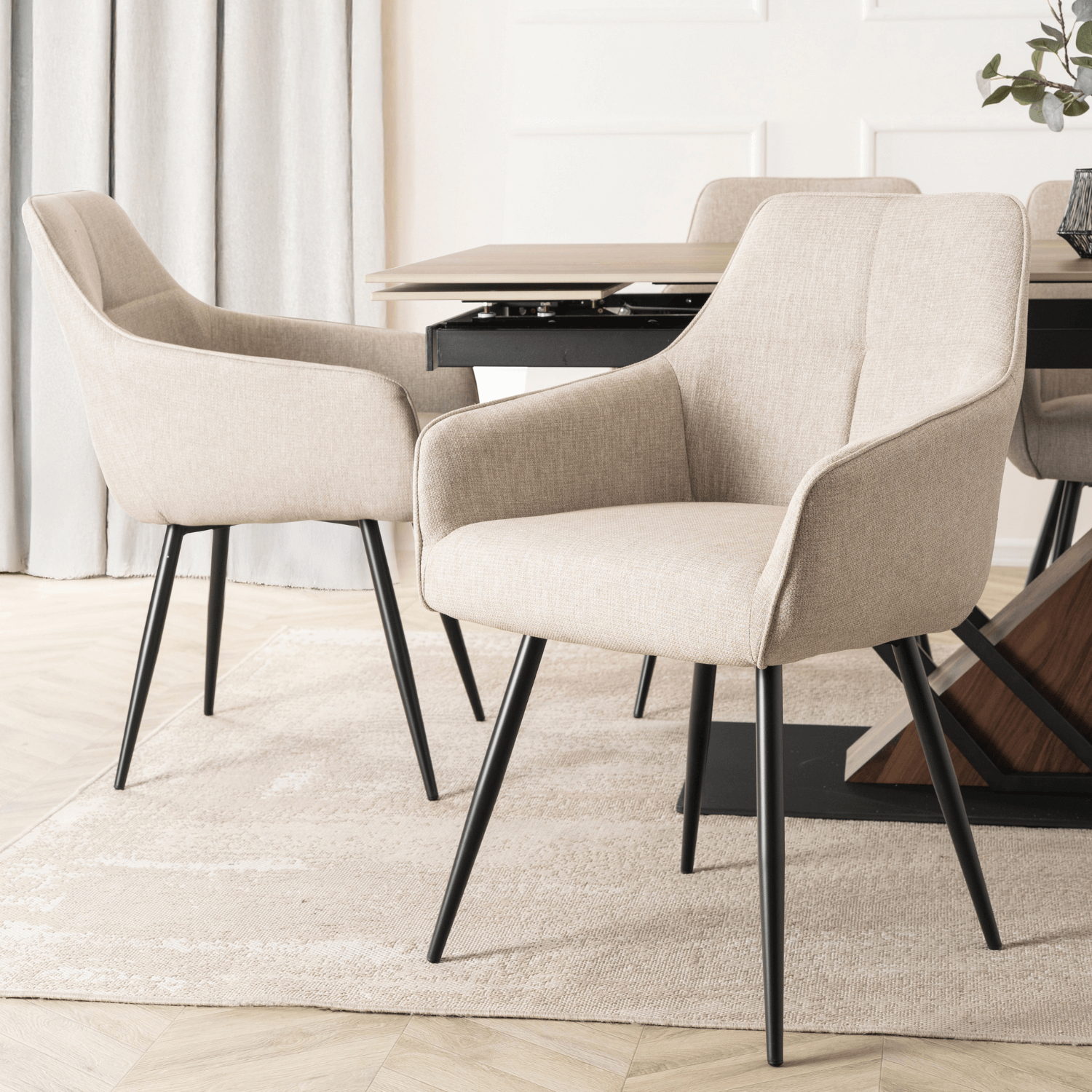 Krzesło Tapicerowane do Salonu PALMA Beżowe Nowoczesne ME.PALMA/BZ/CZ/T/K