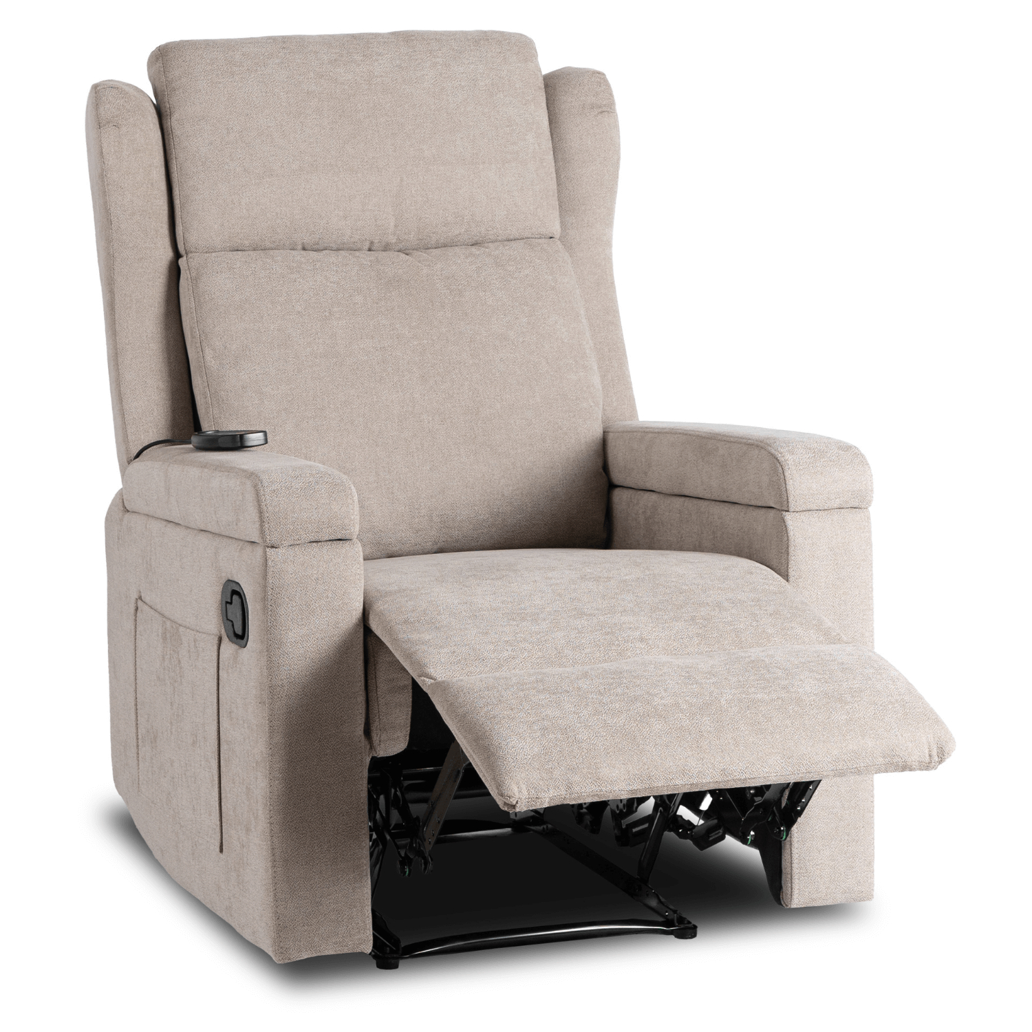 Fotel Masujący SEBASTIAN Rozkładany Wypoczynkowy z Podnóżkiem Beżowy Nowoczesny ME.SEBASTIAN/BZ/T/FW