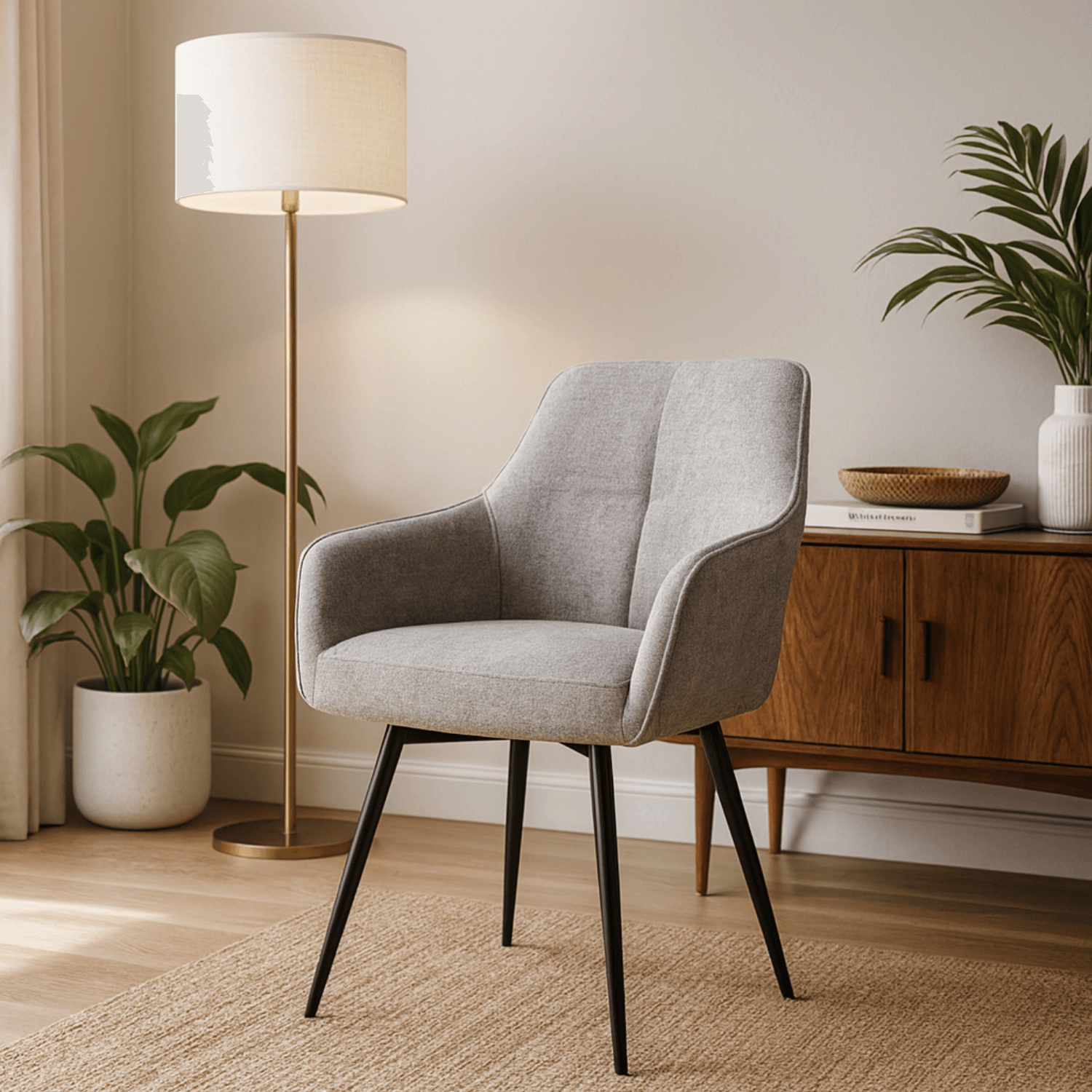 Krzesło Tapicerowane do Salonu PALMA Szare Nowoczesne ME.PALMA/JP/CZ/T/K