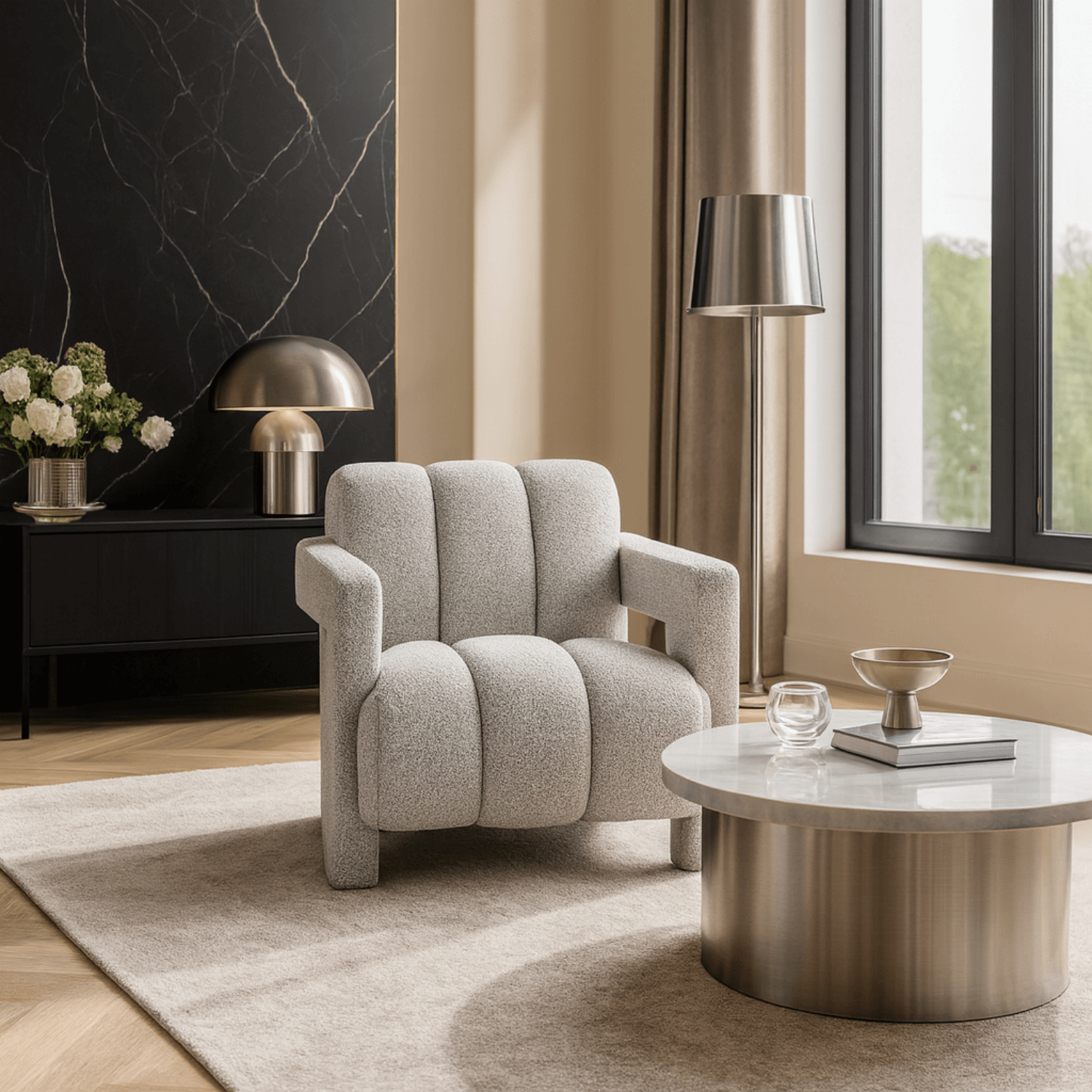 Fotel Wypoczynkowy do Salonu BENDER Szary Nowoczesny ME.BENDER/JP/T/FW