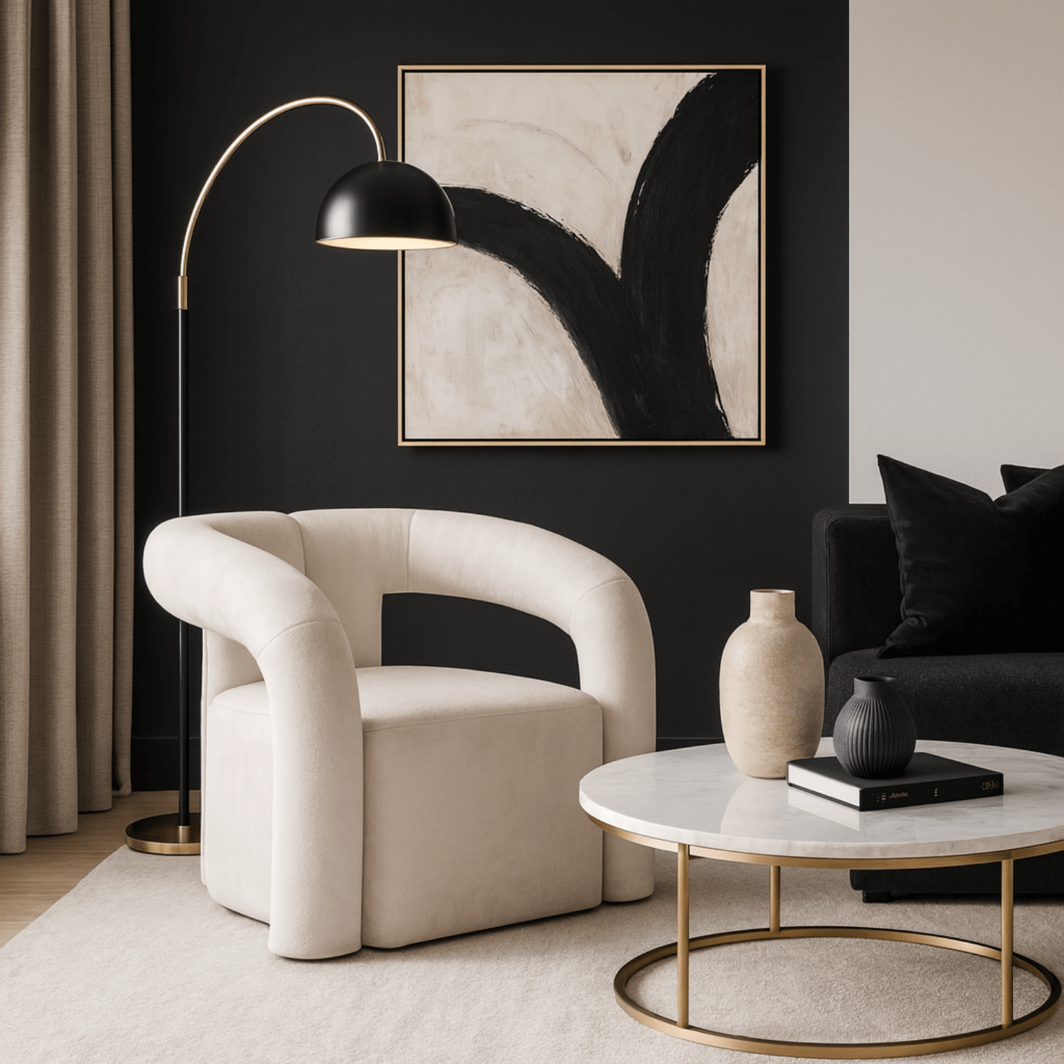 Fotel Wypoczynkowy do Salonu BRAZIL Kremowy Nowoczesny ME.BRAZIL/KR/T/FW