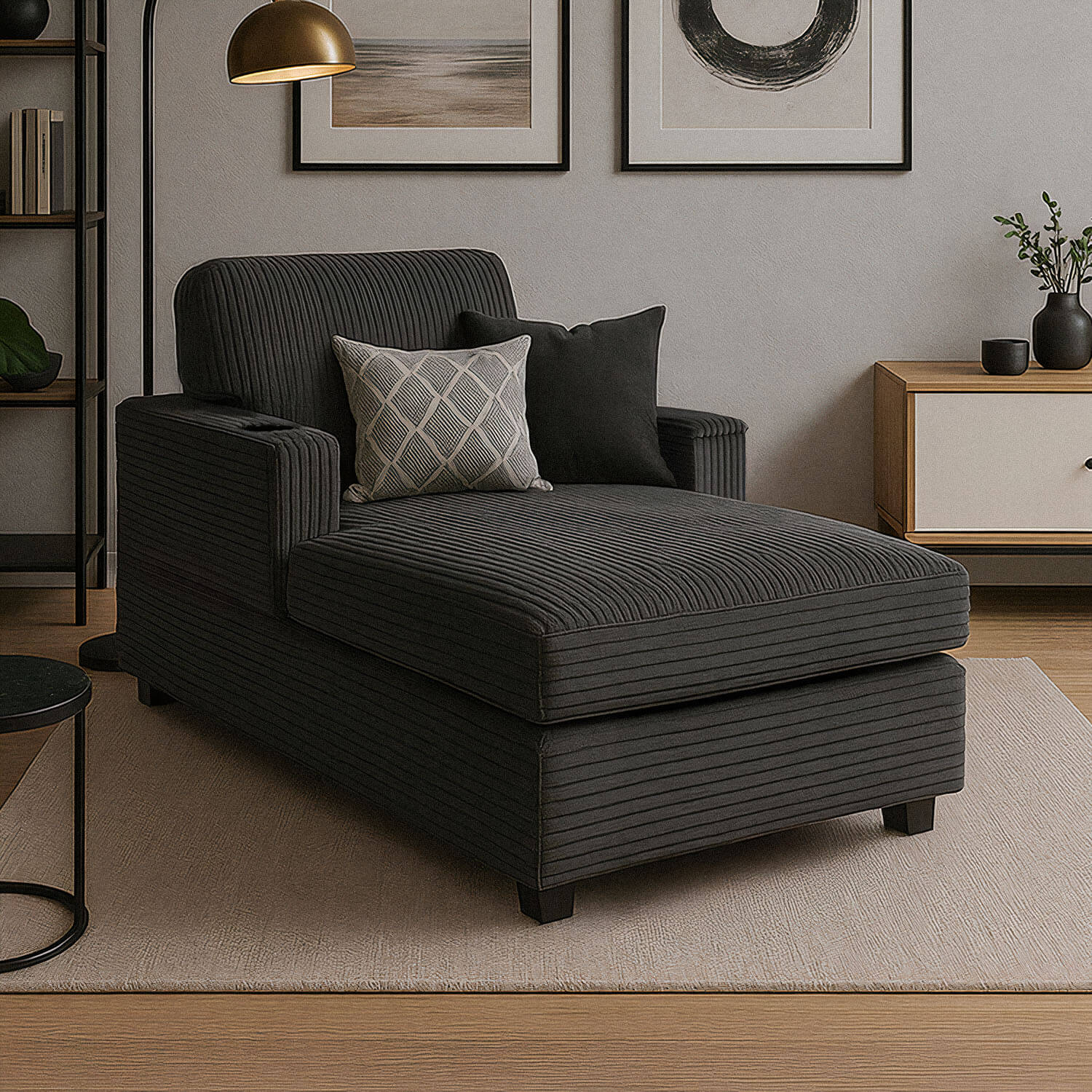 Fotel Wypoczynkowy Sofa NEO Szary Sztruksowy Nowoczesny ME.NEO/P/SZTR/FW