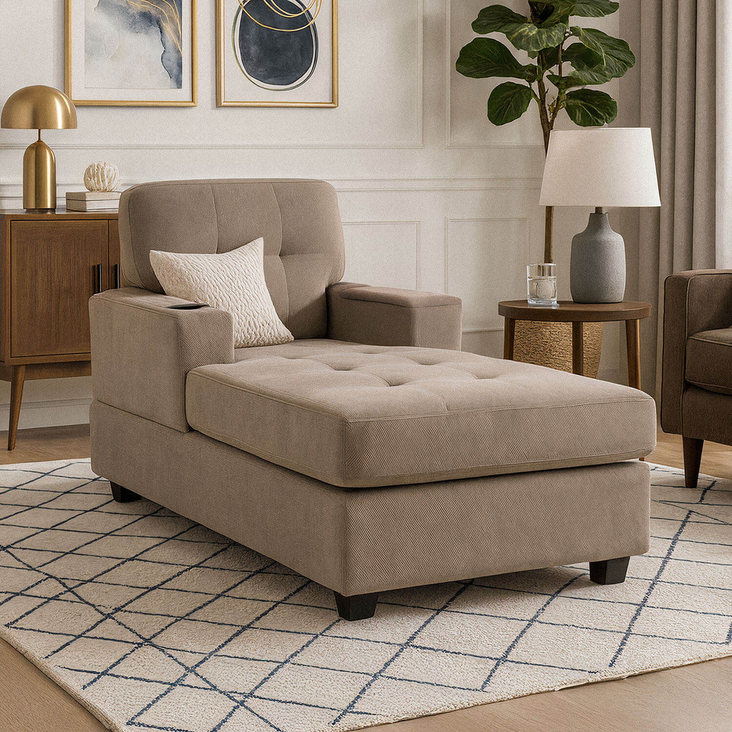 Fotel Wypoczynkowy Sofa NEO Beżowy Tapicerowany Nowoczesny ME.NEO/BZ/T/FW