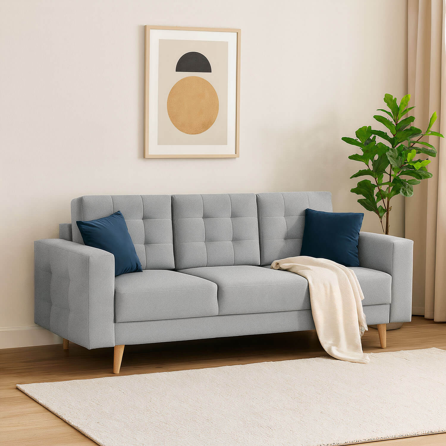 Sofa z Funkcją Spania ASGARD Rozkładana Jasnoszara Welurowa eltap.Ask_15