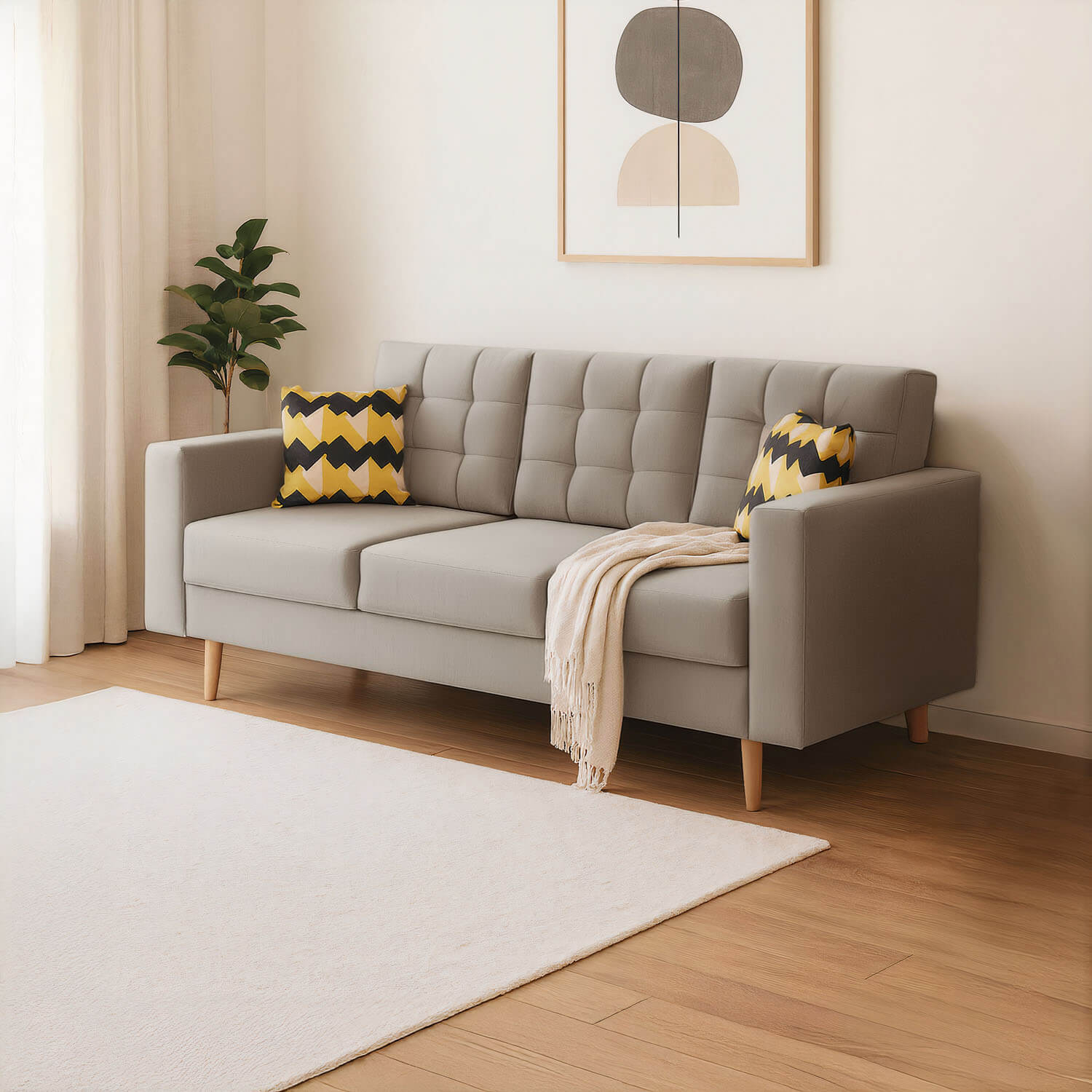 Sofa z Funkcją Spania ASGARD Rozkładana Beżowa eltap.Ask_10