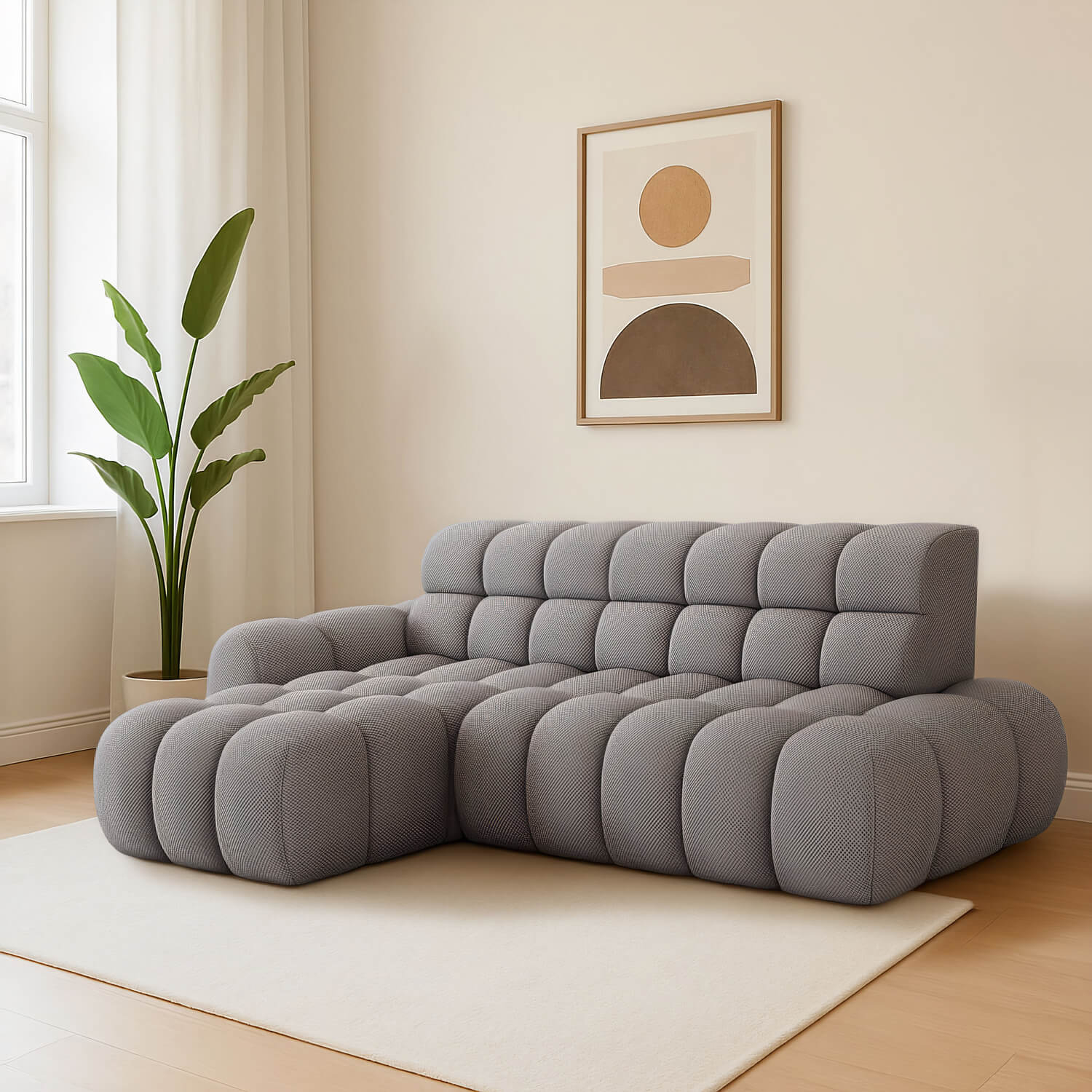 Narożnik z Funkcją Spania CEEDRO Rozkładany Szary Lewostronny eltap.CO-CEE-LT-05CAL