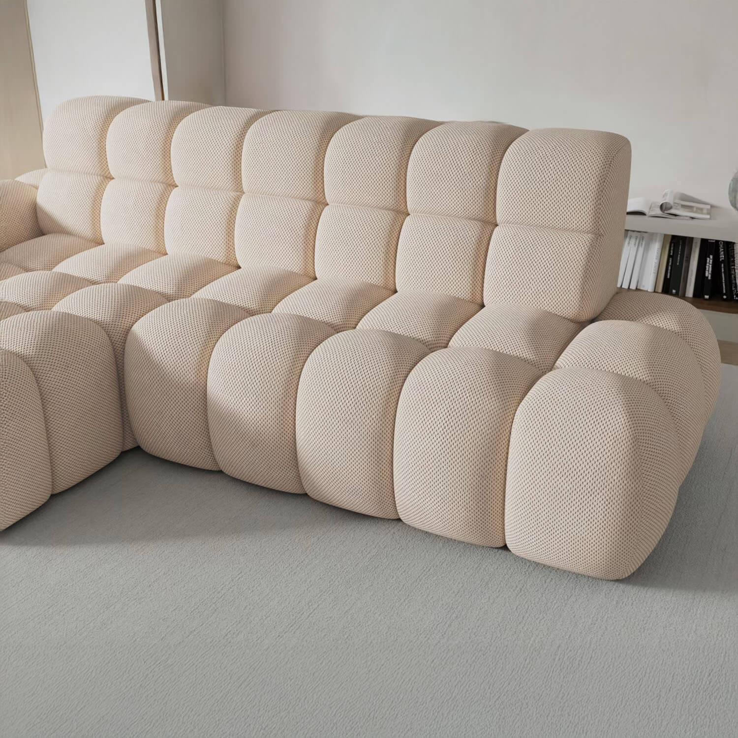 Narożnik z Funkcją Spania CEEDRO Rozkładany Beżowy Lewostronny eltap.CO-CEE-LT-18CAL