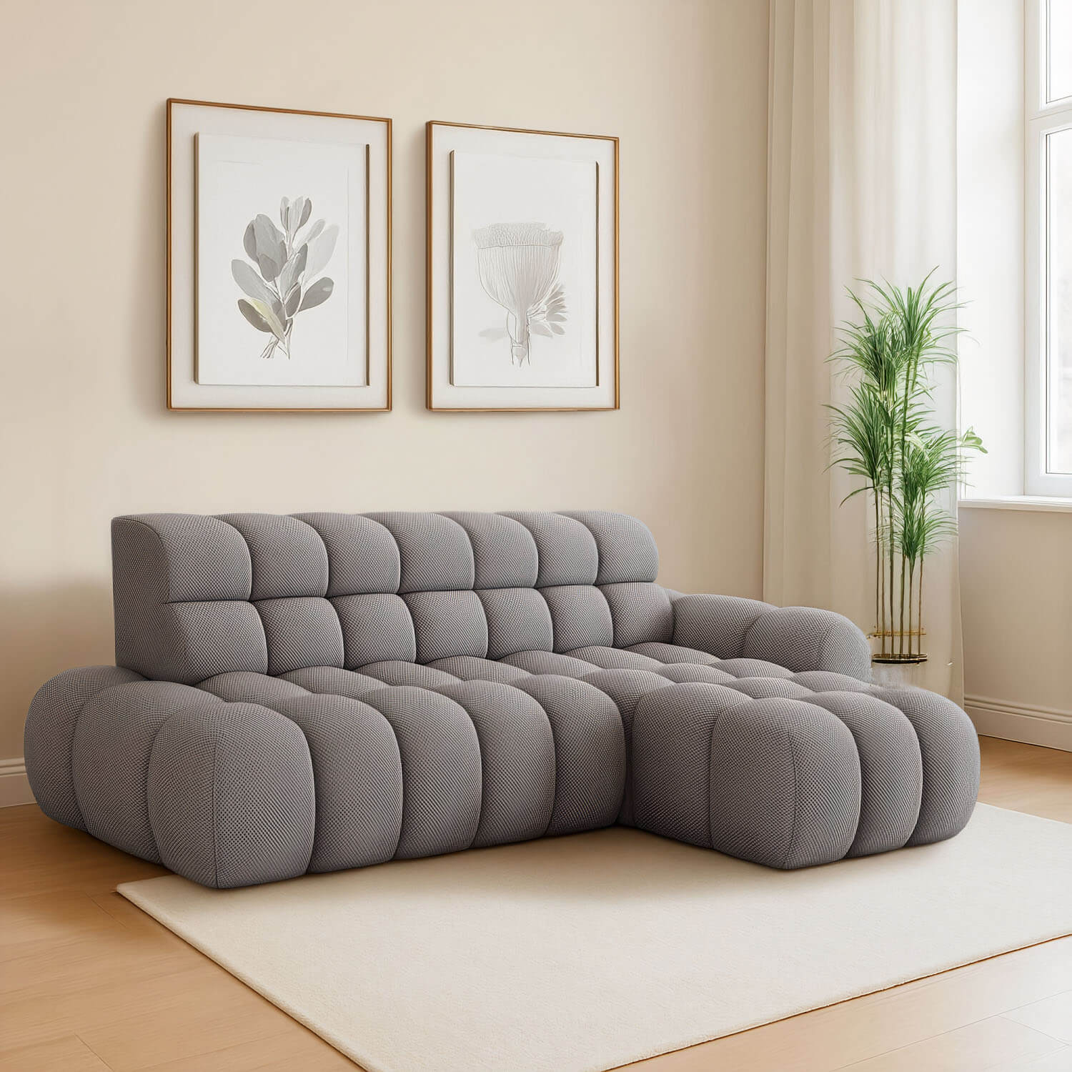 Narożnik z Funkcją Spania CEEDRO Rozkładany Szary Prawostronny eltap.CO-CEE-RT-05CAL