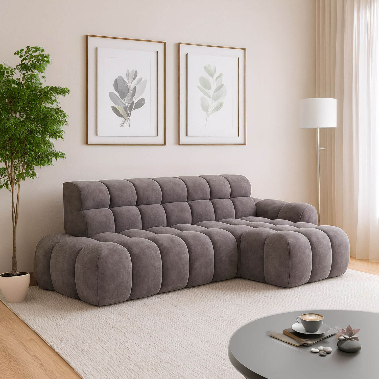 Narożnik z Funkcją Spania CEEDRO Rozkładany Ciemnoszary Prawostronny eltap.CO-CEE-RT-04AU