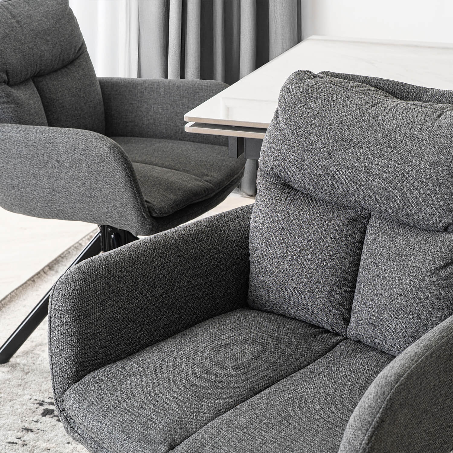 Krzesło Tapicerowane Obrotowe do Salonu PAUL Ciemnoszare Nowoczesne ME.PAUL/CZ/CZ/T/K