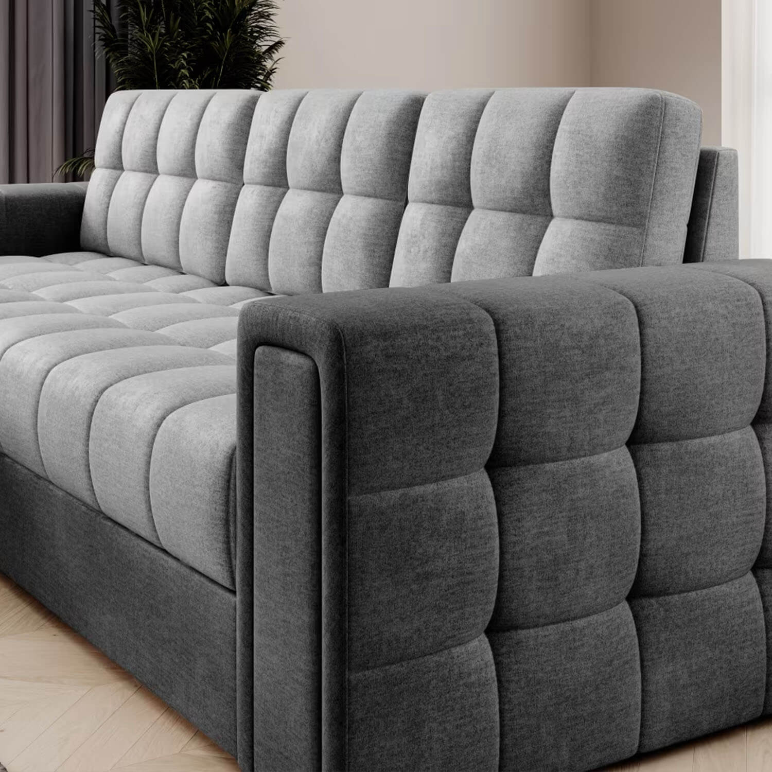 Narożnik z Funkcją Spania BLENVI Rozkładany Szaro-Czarny eltap.CO-BLE-U-84MO-97MO