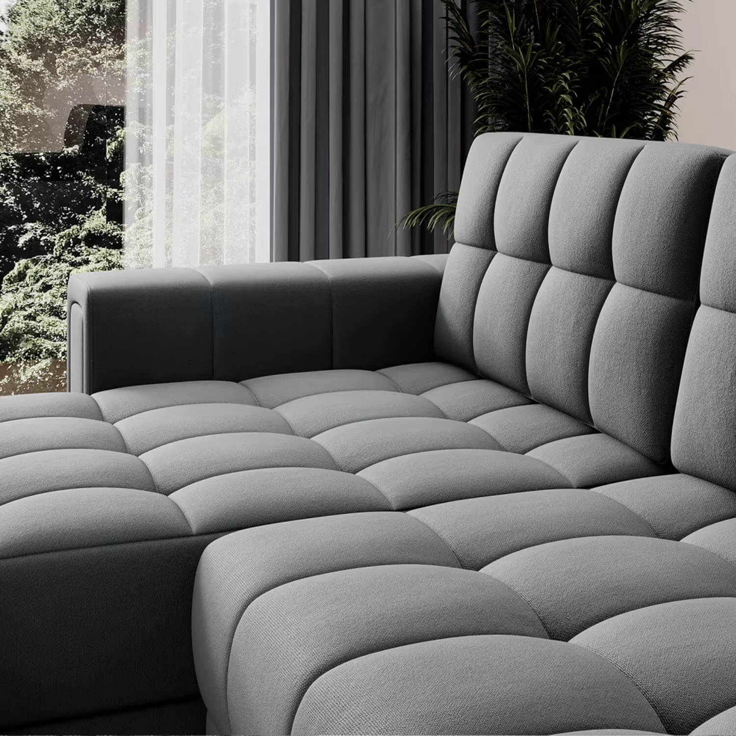 Narożnik z Funkcją Spania BLENVI Rozkładany Ciemnoszary eltap.CO-BLE-U-06SO