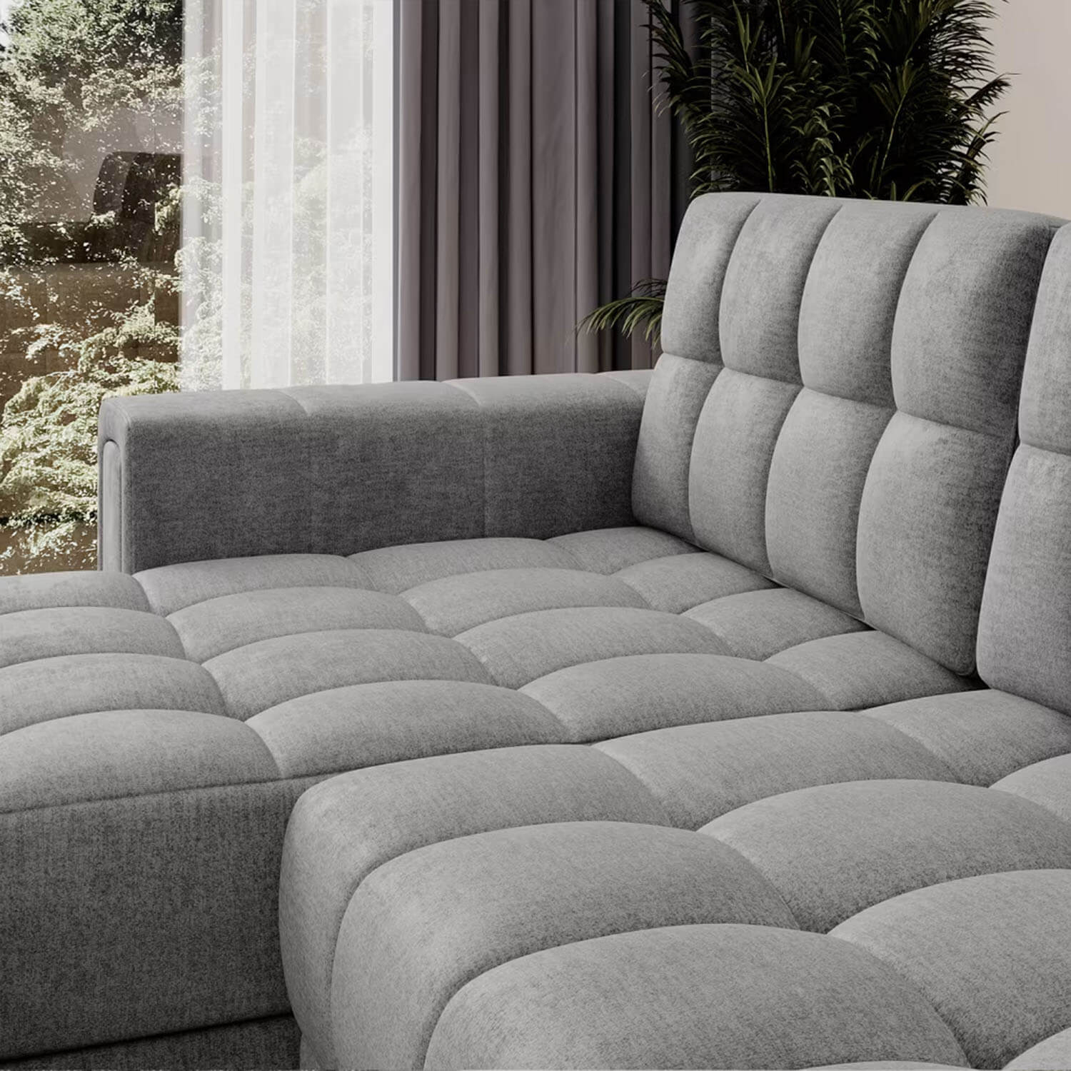 Narożnik z Funkcją Spania BLENVI Rozkładany Szary eltap.CO-BLE-U-85MO