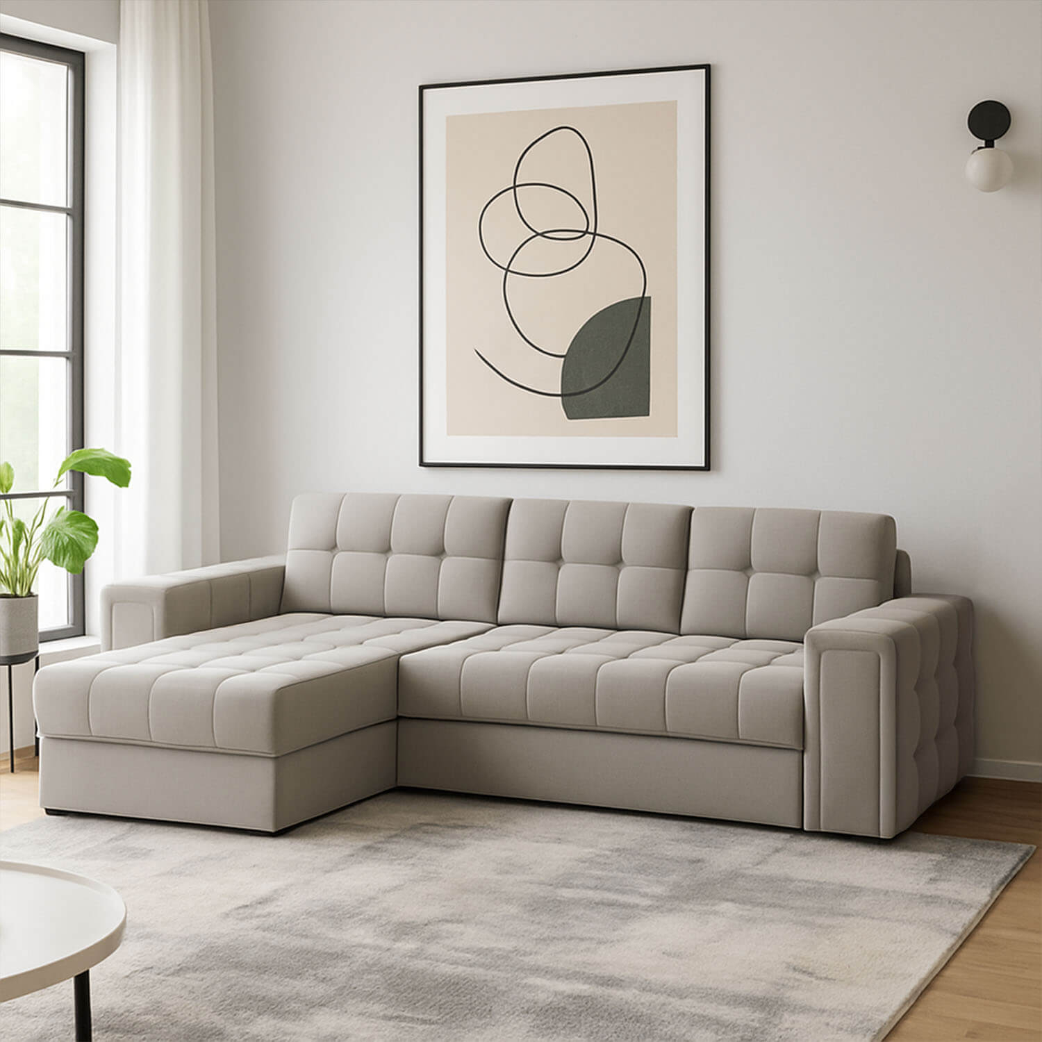 Narożnik z Funkcją Spania BLENVI Rozkładany Chłodny Beż eltap.CO-BLE-U-18SO