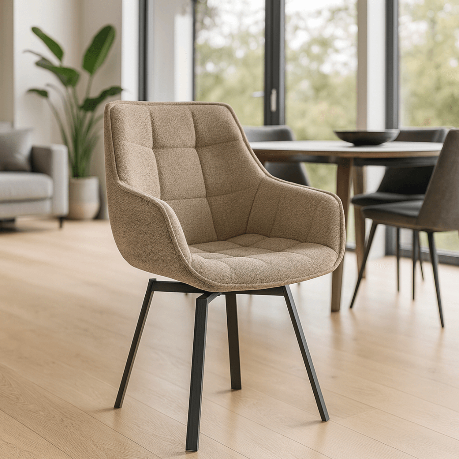 Zestaw 4x Krzesło Tapicerowane Obrotowe do Salonu LUNA 2 Beżowe Nowoczesne Loft LUNA2/BZ/T/Z4/K