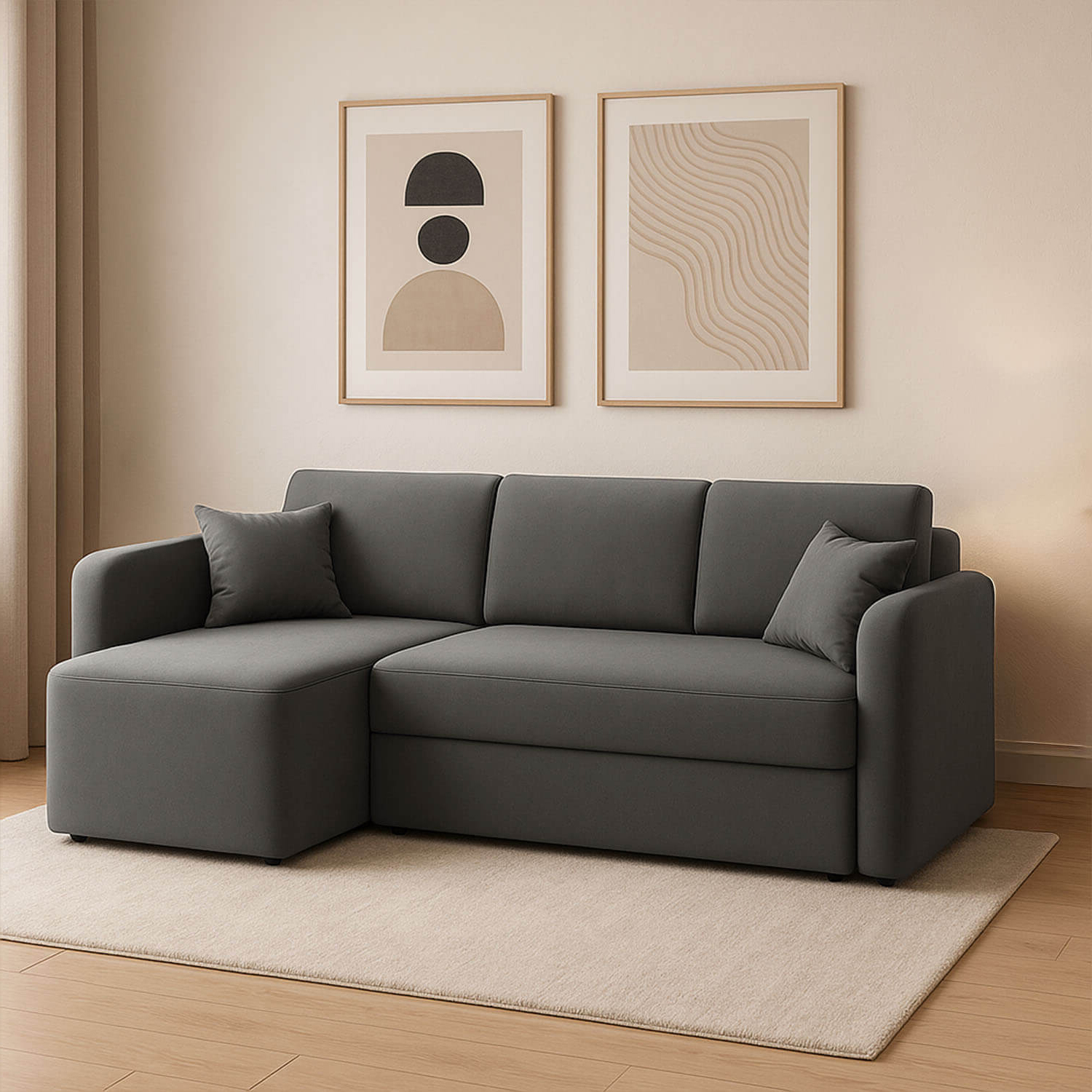 Narożnik z Funkcją Spania HADSON Rozkładany Lewostronny Szary eltap.CO-HAD-LT-06SO