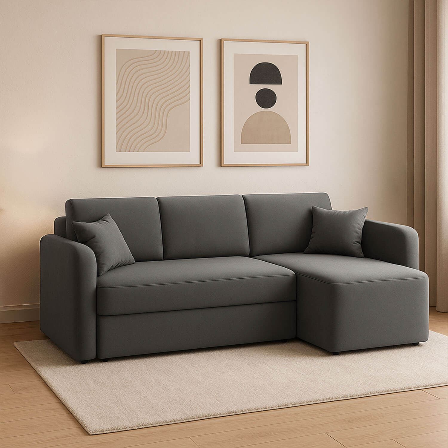 Narożnik z Funkcją Spania HADSON Rozkładany Prawostronny Szary eltap.CO-HAD-RT-06SO