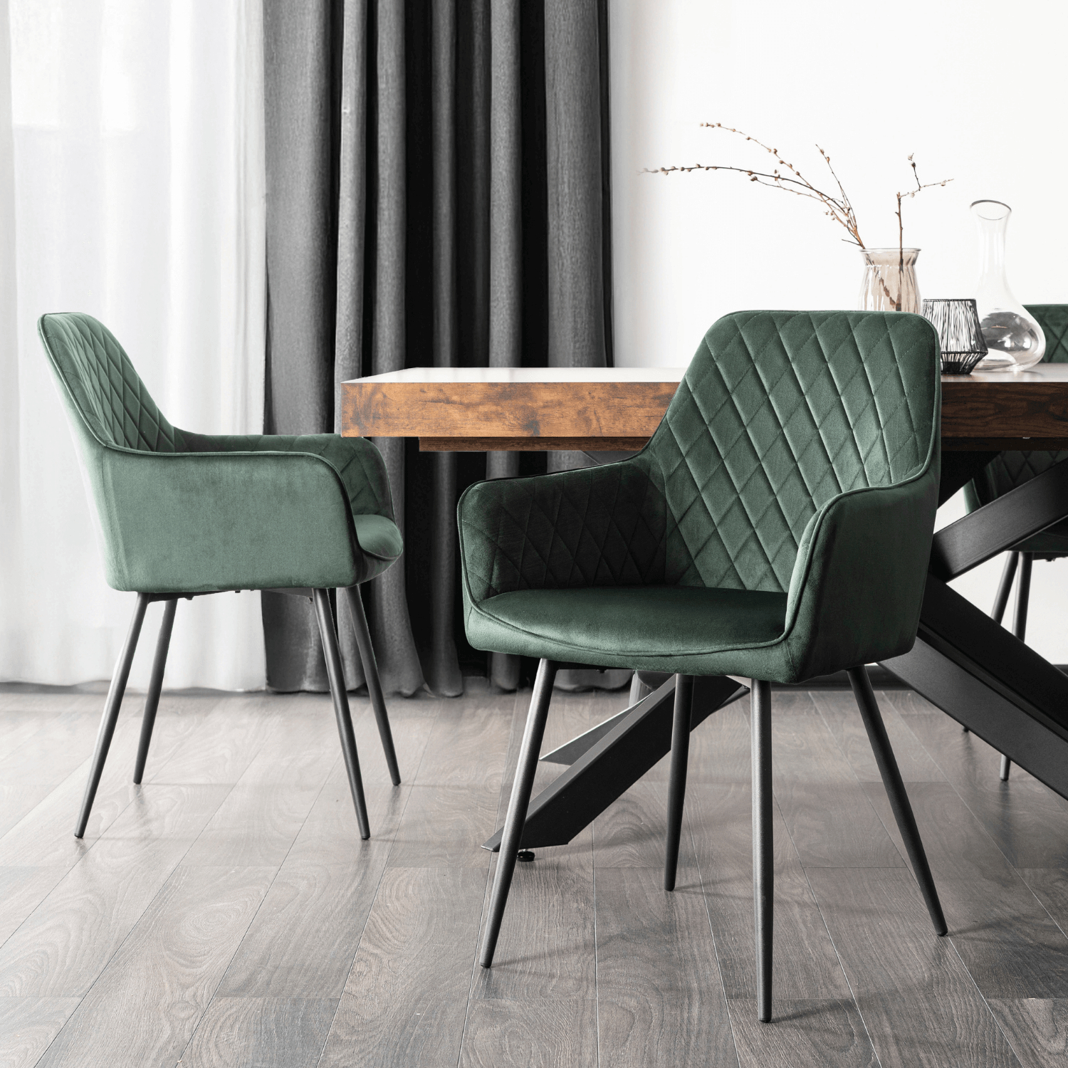 Krzesło Tapicerowane do Jadalni BRESSO Zielone Welurowe Nowoczesne Loft ME.BRESSO/Z/CZ/V/K