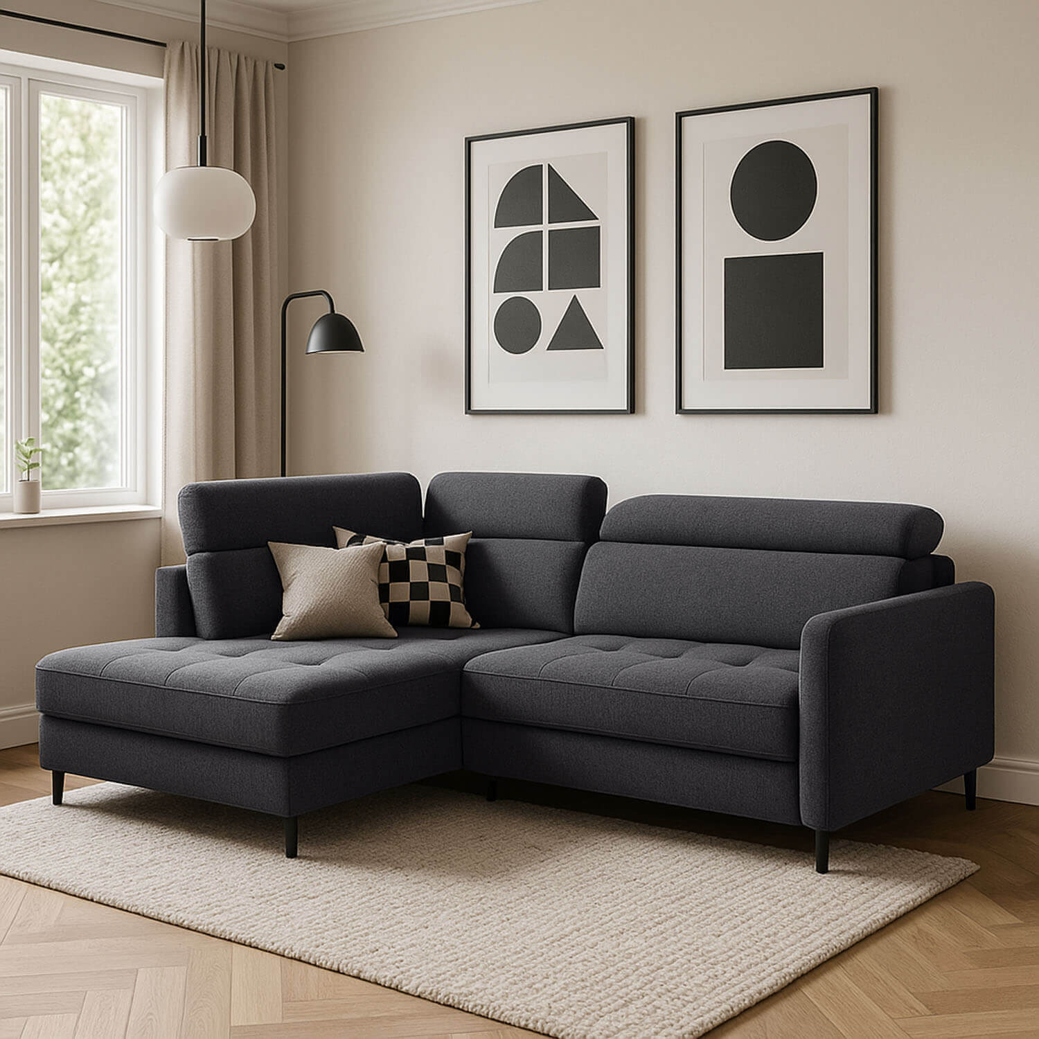 Narożnik z Funkcją Spania BAREA Rozkładany Lewostronny Grafitowy eltap.CO-BAR-LT-05AS