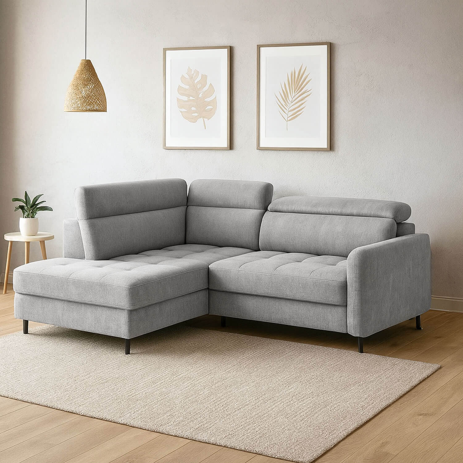 Narożnik z Funkcją Spania BAREA Rozkładany Lewostronny Szary eltap.CO-BAR-LT-03NU