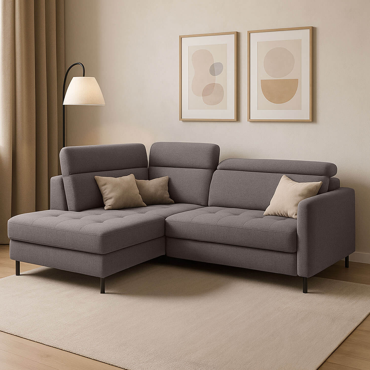 Narożnik z Funkcją Spania BAREA Rozkładany Lewostronny Brązowy eltap.CO-BAR-LT-20AS