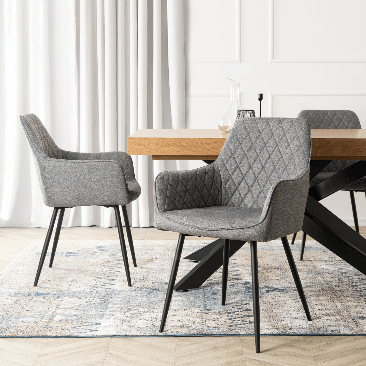 Krzesło Tapicerowane do Jadalni BRESSO 2 Szare Nowoczesne Loft ME.BRESSO2/P/CZ/T/K