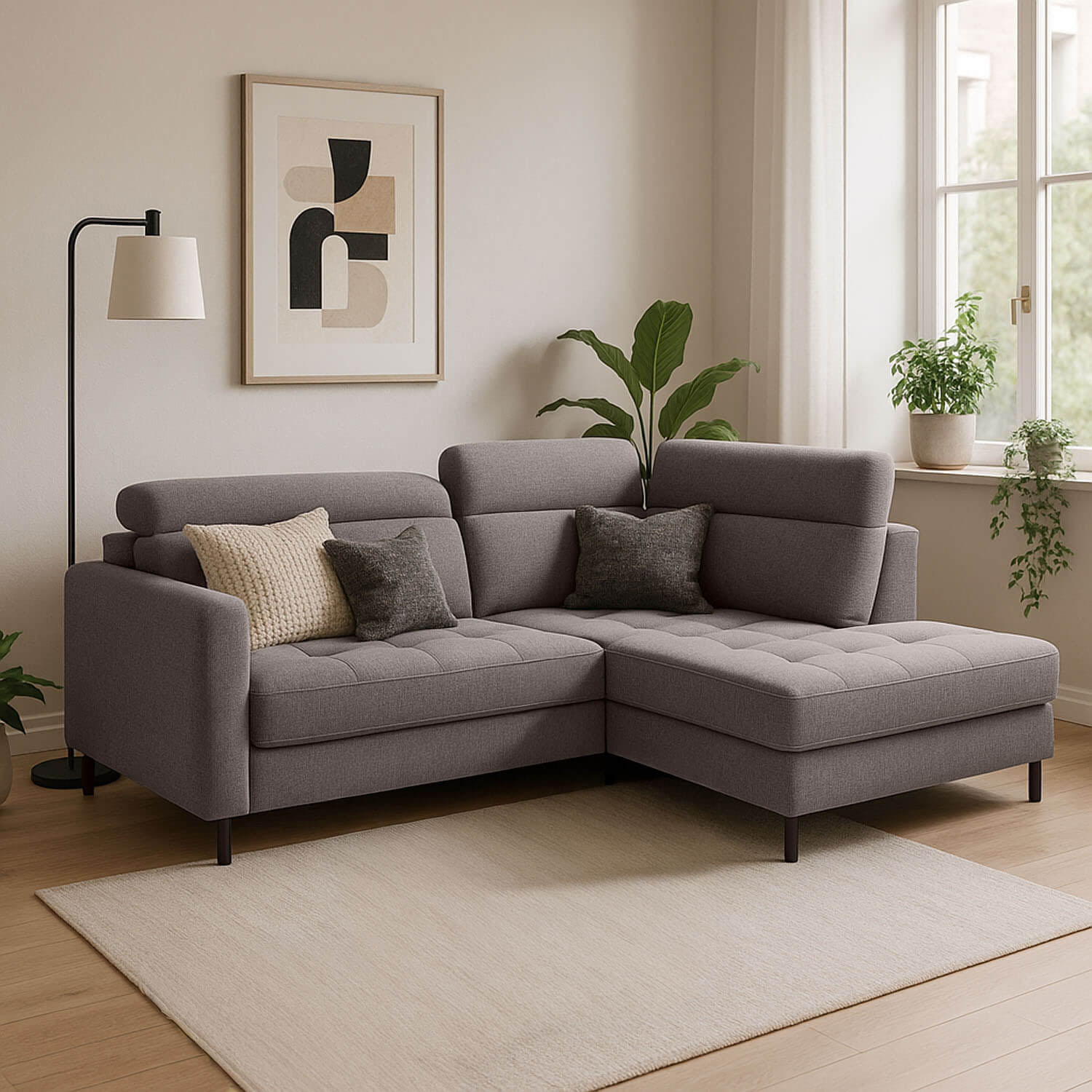 Narożnik z Funkcją Spania BAREA Rozkładany Prawostronny Brązowy eltap.CO-BAR-RT-20AS