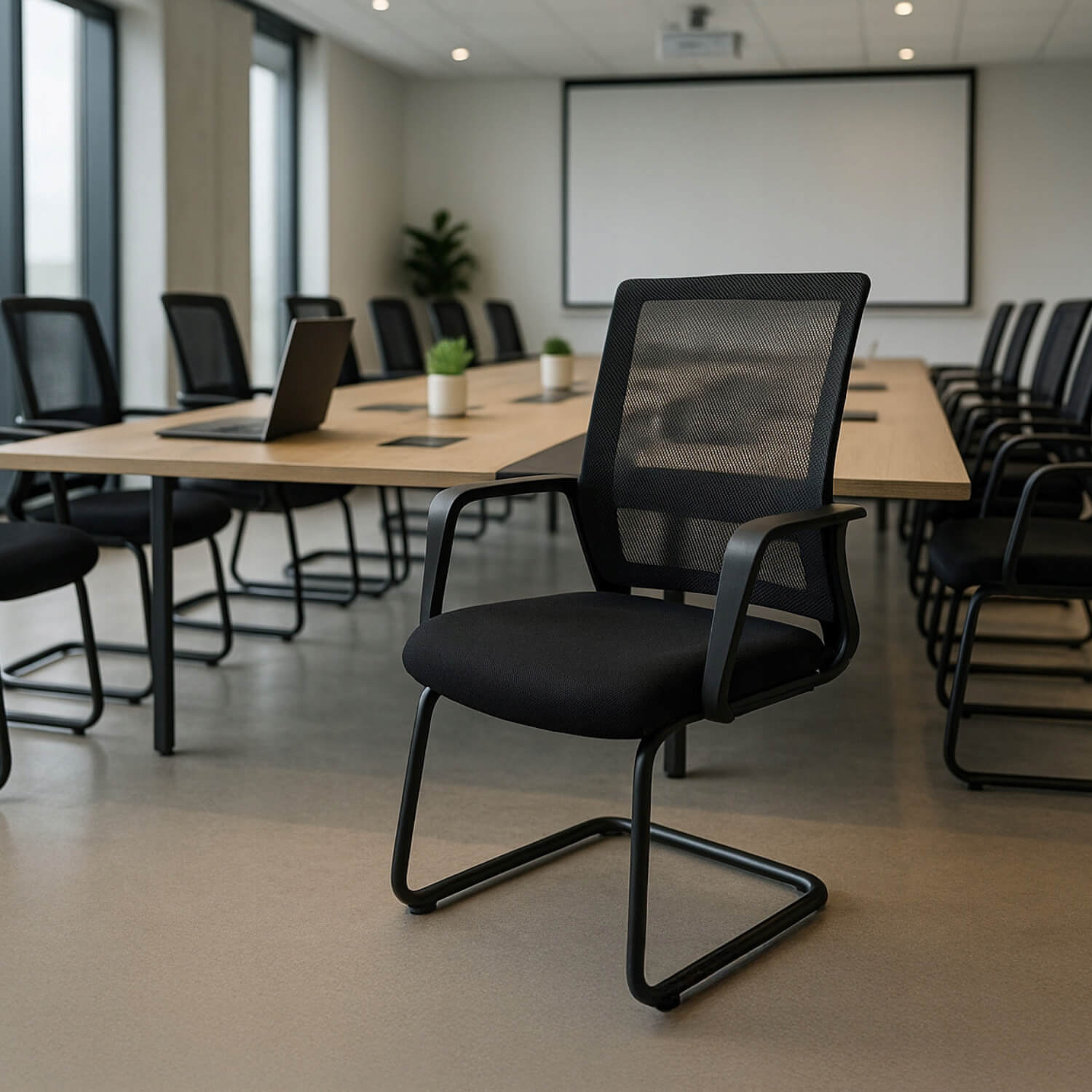 Krzesło Konferencyjne Biurowe TAMMY Na Płozach Czarne Nowoczesne ME.TAMMY/CZ/T/K