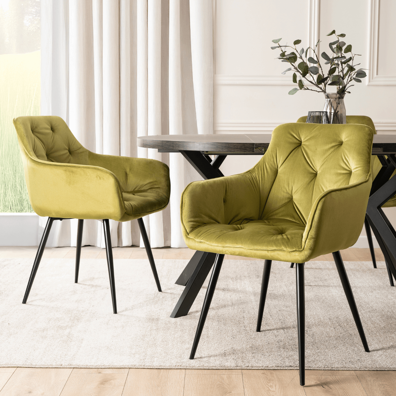 Krzesło Tapicerowane do Salonu MODESTO Pistacjowe Welurowe Nowoczesne Loft ME.MODESTO/CU/CZ/V/K