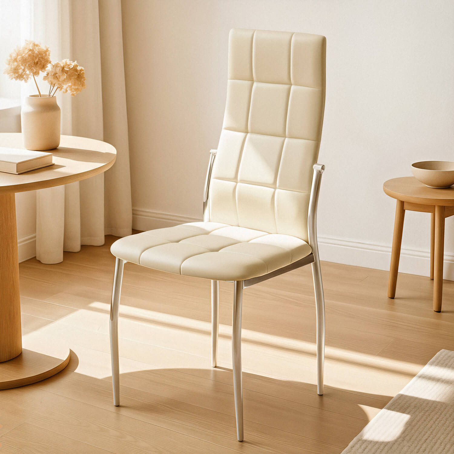 Zestaw 4x Krzesło Tapicerowane MOLLY do Jadalni Beżowe Ekoskóra Nowoczesne MOLLY/BZ/CH/E/Z4/K