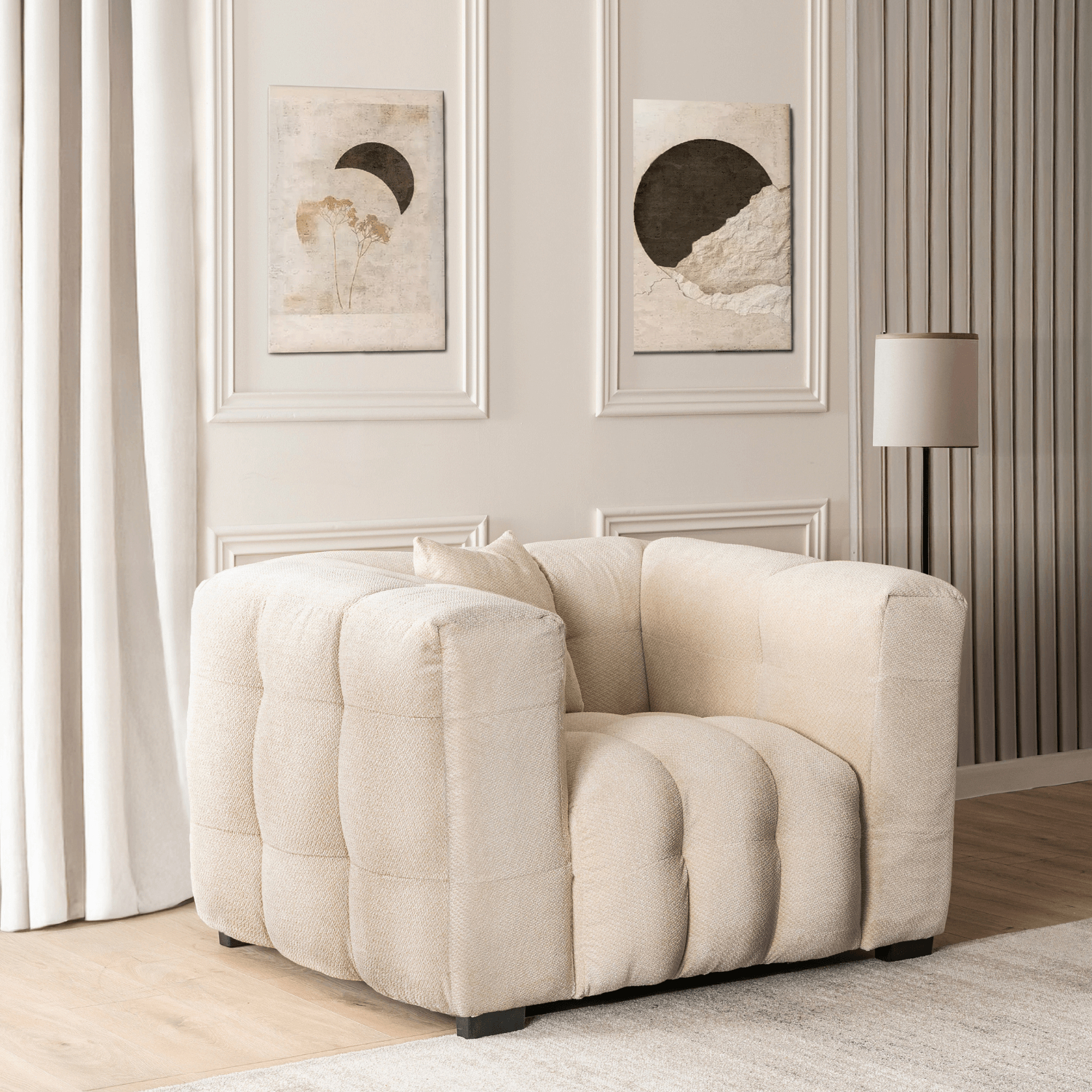 Fotel Wypoczynkowy MODERNO 1S Kremowy Nowoczesny ME.MODERNO1S/KR/TB/FW