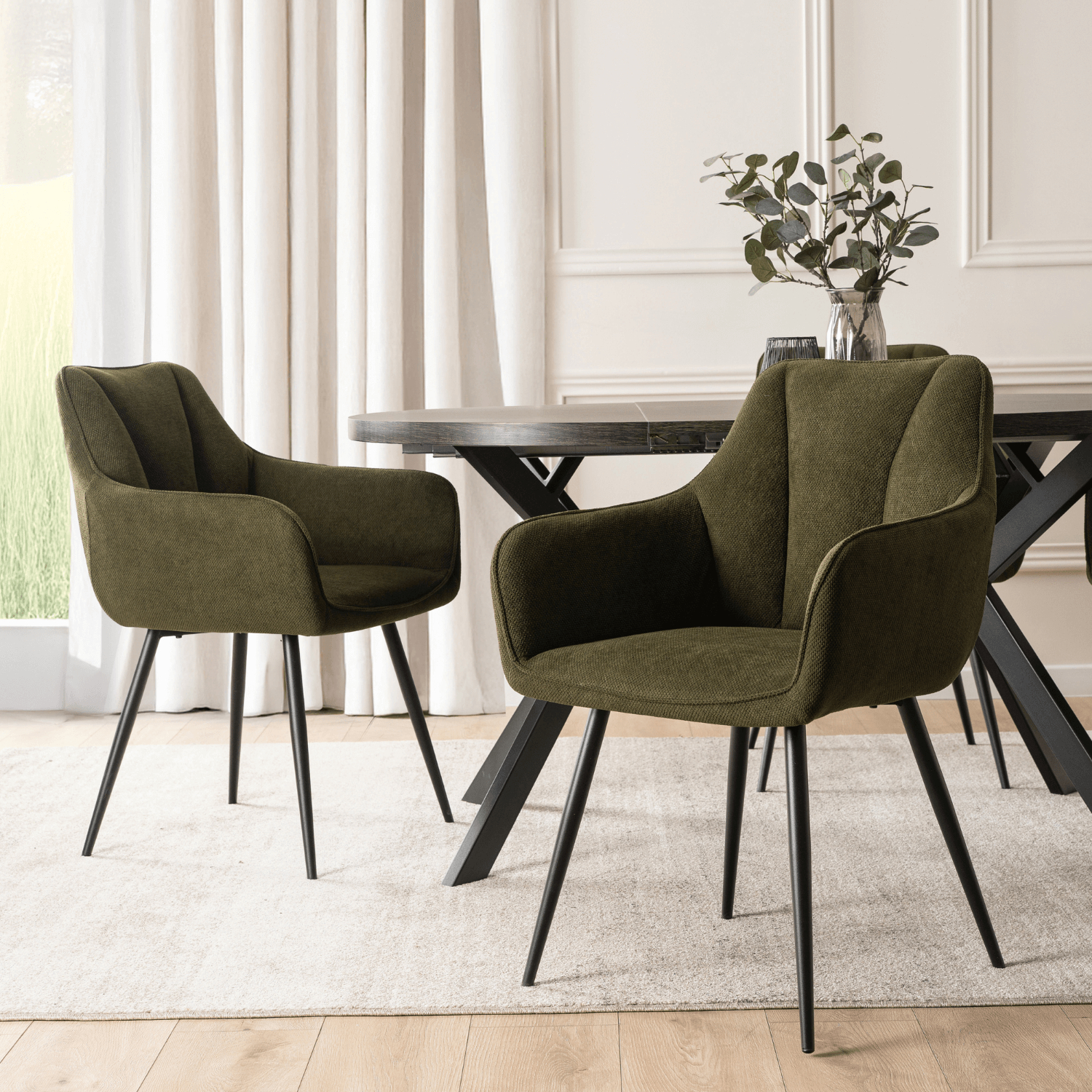 Krzesło Tapicerowane do Salonu NAWARA Zielone Nowoczesne ME.NAWARA/Z/CZ/T/K