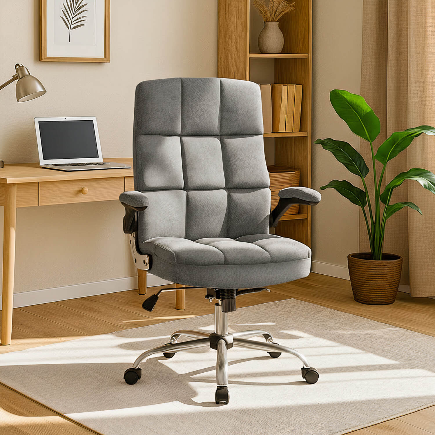 Fotel Biurowy Gabinetowy Obrotowy LONDON Szary do Pracy Nowoczesny ME.LONDON/P/T/FO