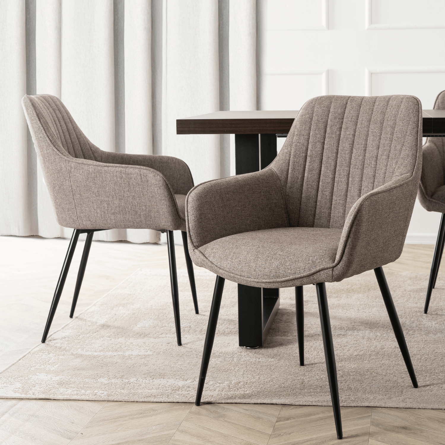 Krzesło Tapicerowane do Salonu MALAGA Cappucino Nowoczesne ME.MALAGA/CAP/CZ/T/K