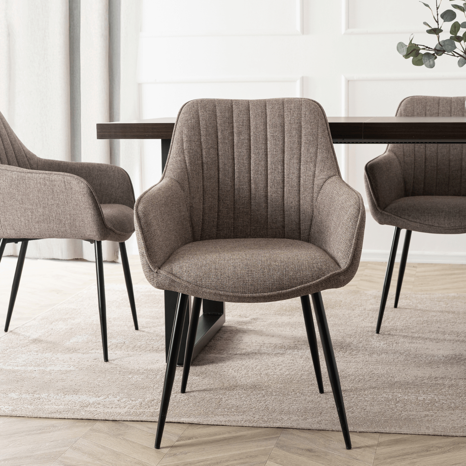 Krzesło Tapicerowane do Salonu MALAGA Cappucino Nowoczesne ME.MALAGA/CAP/CZ/T/K