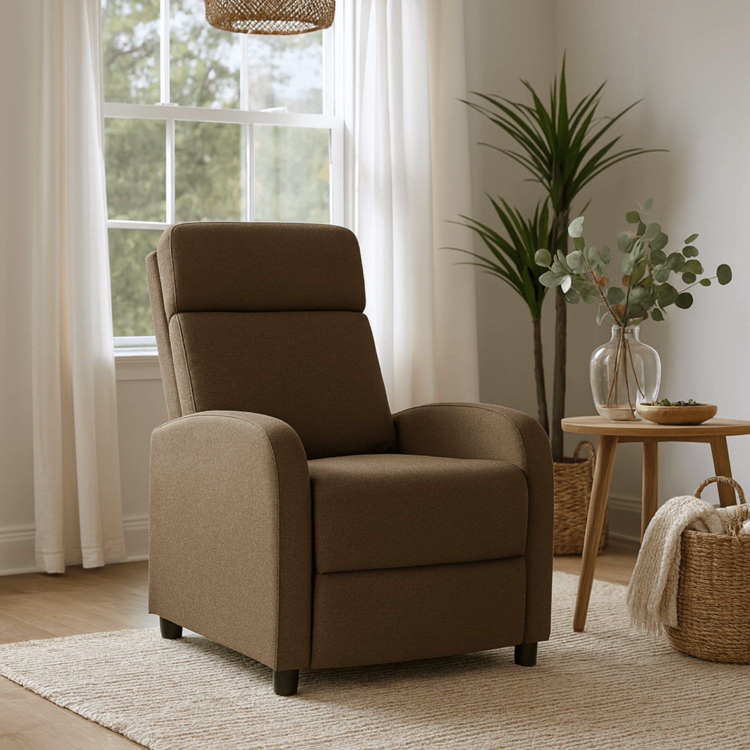 Fotel Rozkładany Wypoczynkowy z Podnóżkiem DANNY Brązowy Nowoczesny ME.DANNY2/BR/T/FW