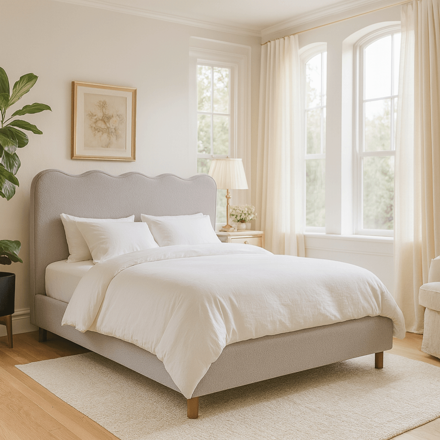 Łóżko Tapicerowane 160x200 cm IZMIR ze Stelażem Dwuosobowe Boucle Szare ME.IZMIR/160/P/TB/LOZ