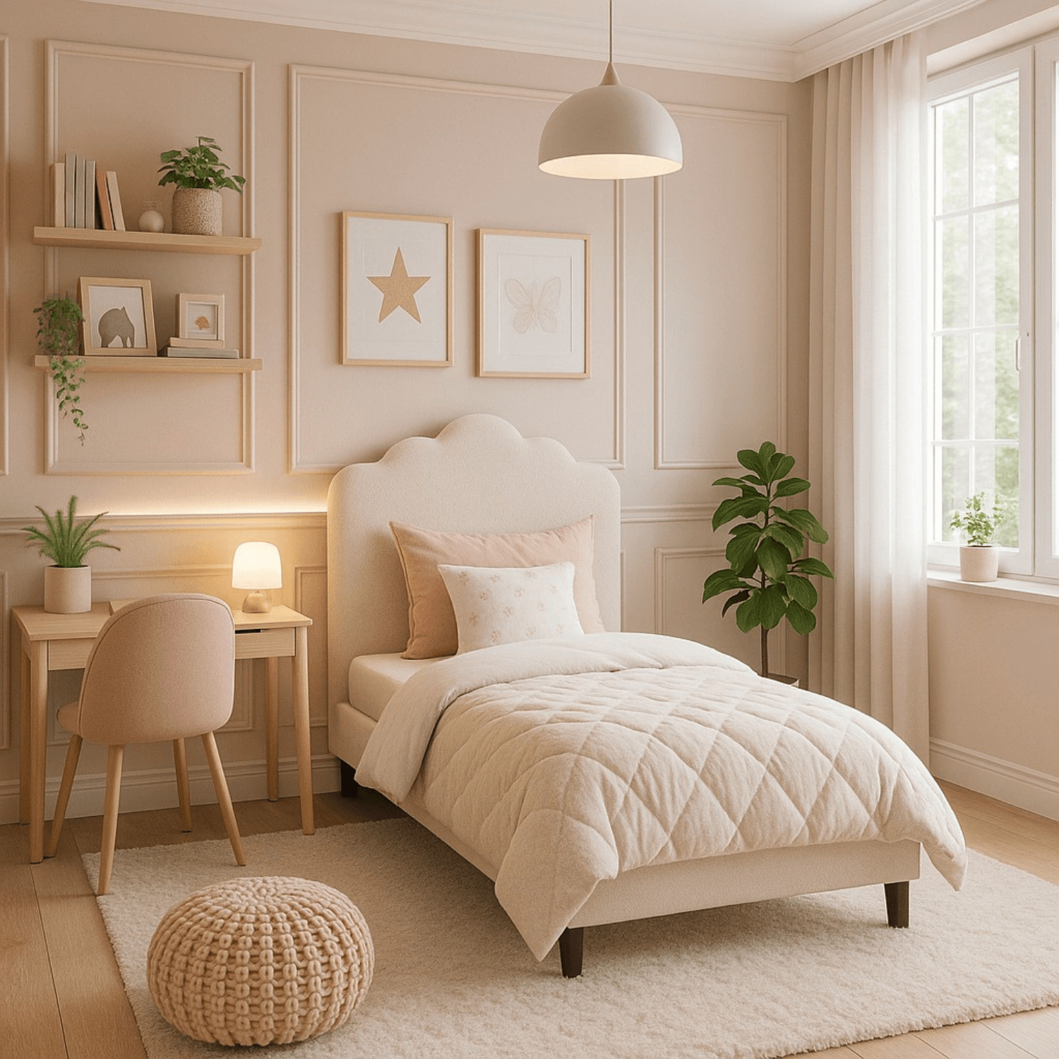 Łóżko Tapicerowane 90x200 cm CRATER ze Stelażem Młodzieżowe Welurowe Kremowe ME.CRATER/90/KR/V/LOZ