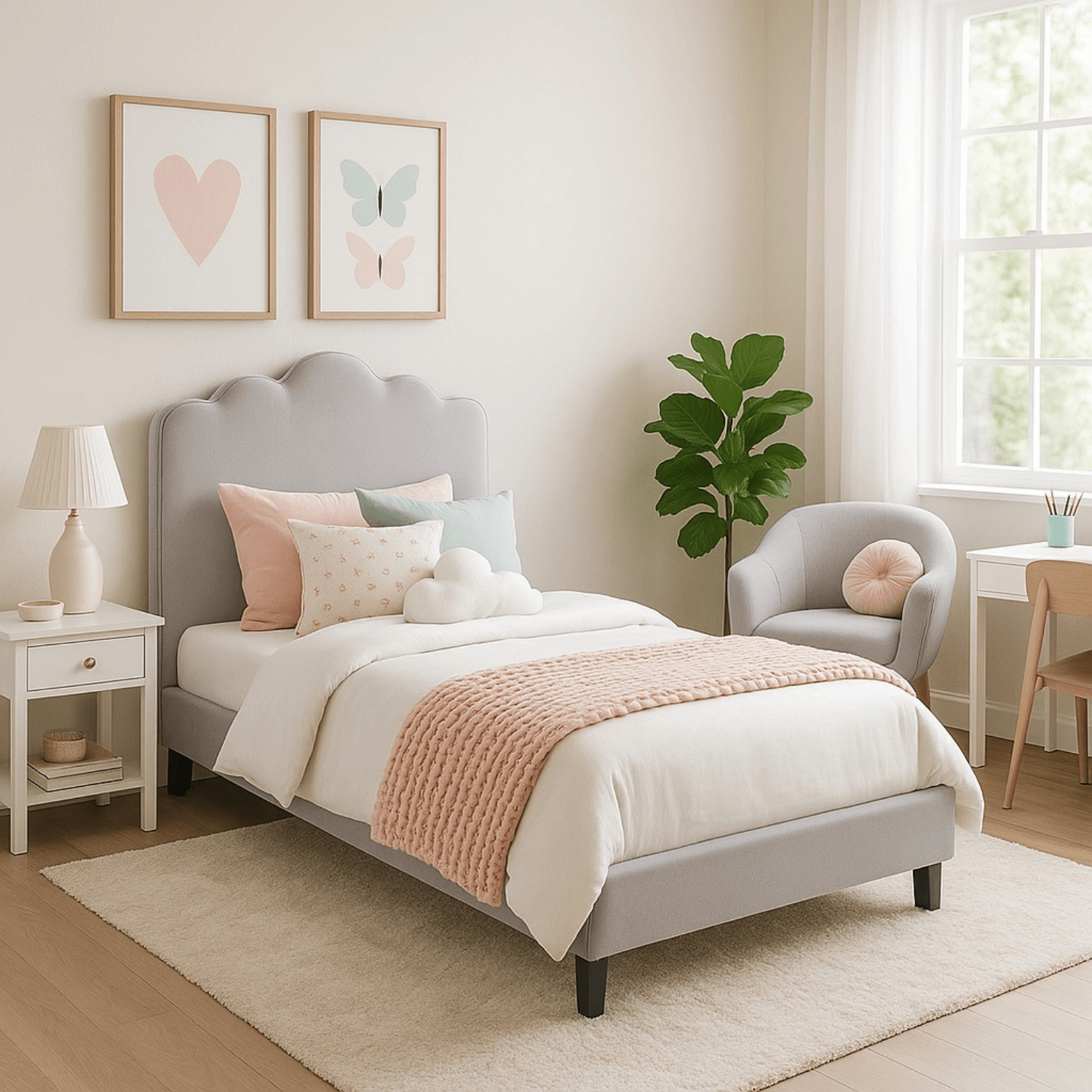 Łóżko Tapicerowane 90x200 cm CRATER ze Stelażem Młodzieżowe Boucle Szare ME.CRATER/90/P/TB/LOZ