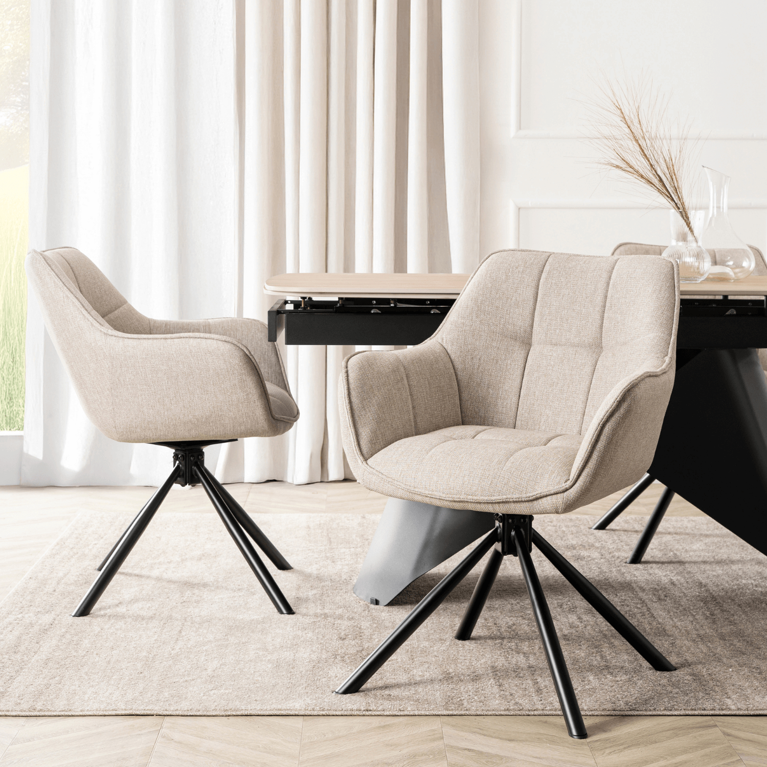 Krzesło Tapicerowane Obrotowe PEONY 2 Beżowe Nowoczesne Loft ME.PEONY2/BZ/T/K