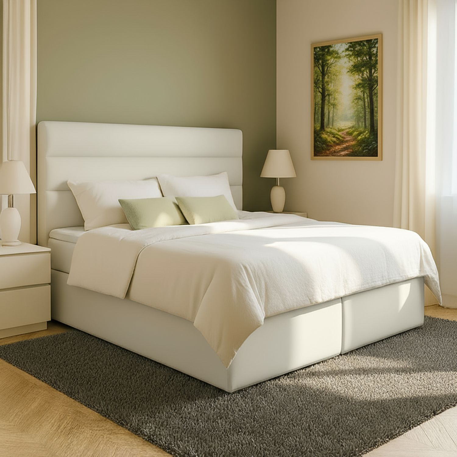 Łóżko Kontynentalne Tapicerowane SOFTY 160X200 z Pojemnikiem Beżowe eltap.Sof_15_1.6