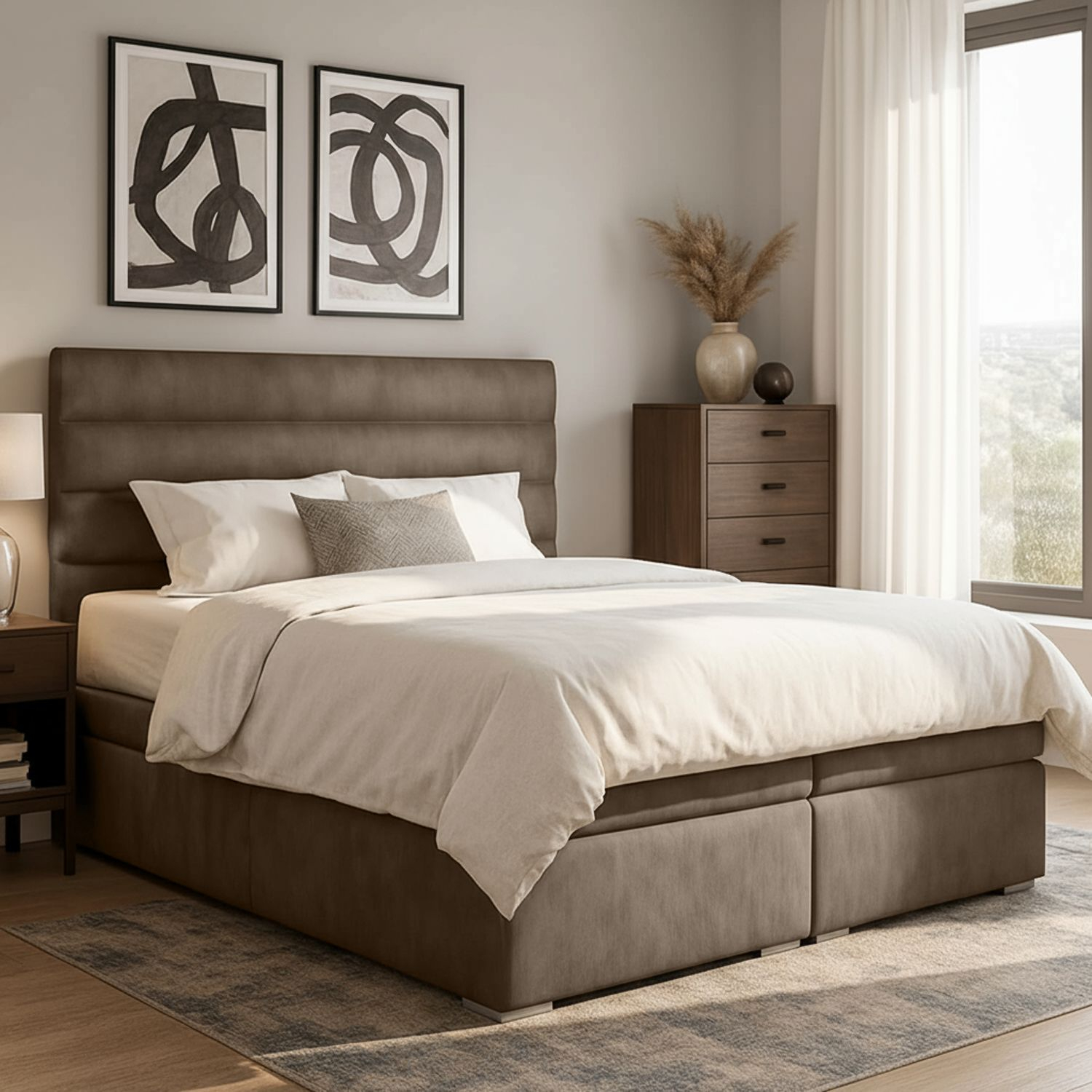 Łóżko Kontynentalne Tapicerowane SOFTY 180X200 z Pojemnikiem Brązowe eltap.Sof_02_1.8